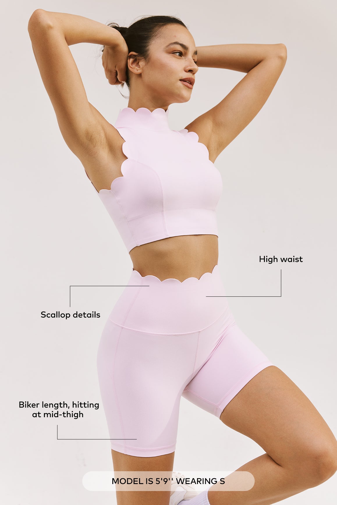 WISKII high-waist sculpting biker shorts shown on a model, featuring a snug fit and smooth fabric for active wear and shaping.