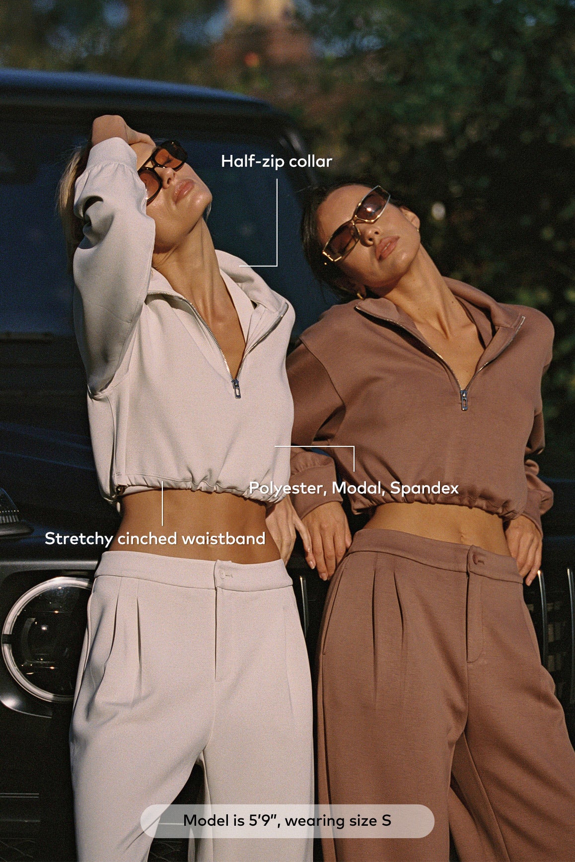 WISKII Serene cropped half-zip pullover hoodie in soft fabric, featuring a relaxed fit and stylish design.