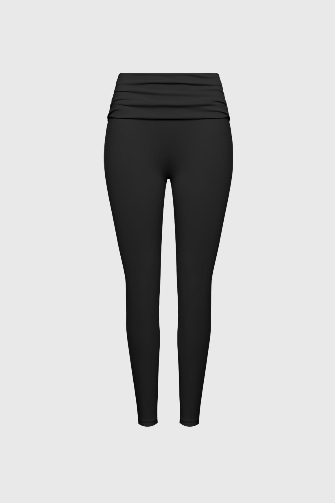Draped Fold-Over Low-Rise Scrunch Leggings