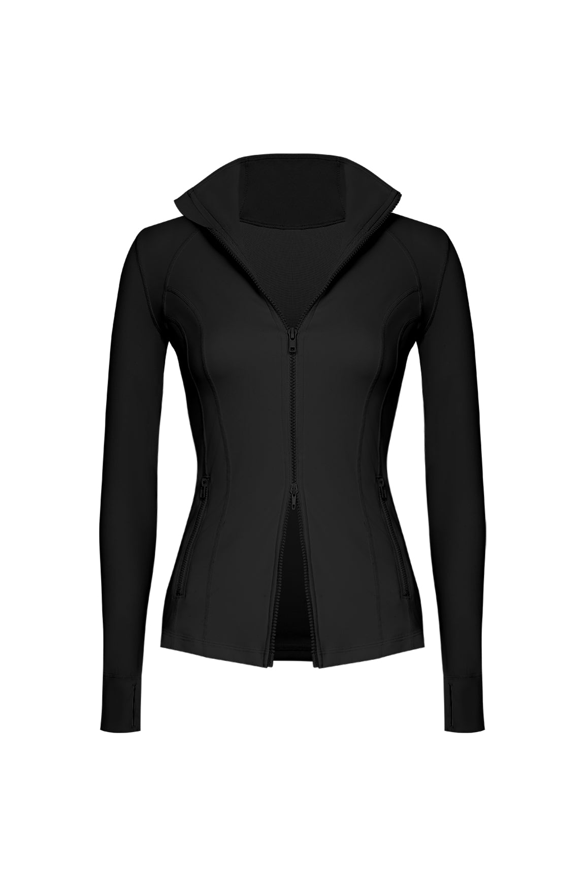 Double Zip Slim Fit Active Jacket | WISKII ACTIVE | Color Black