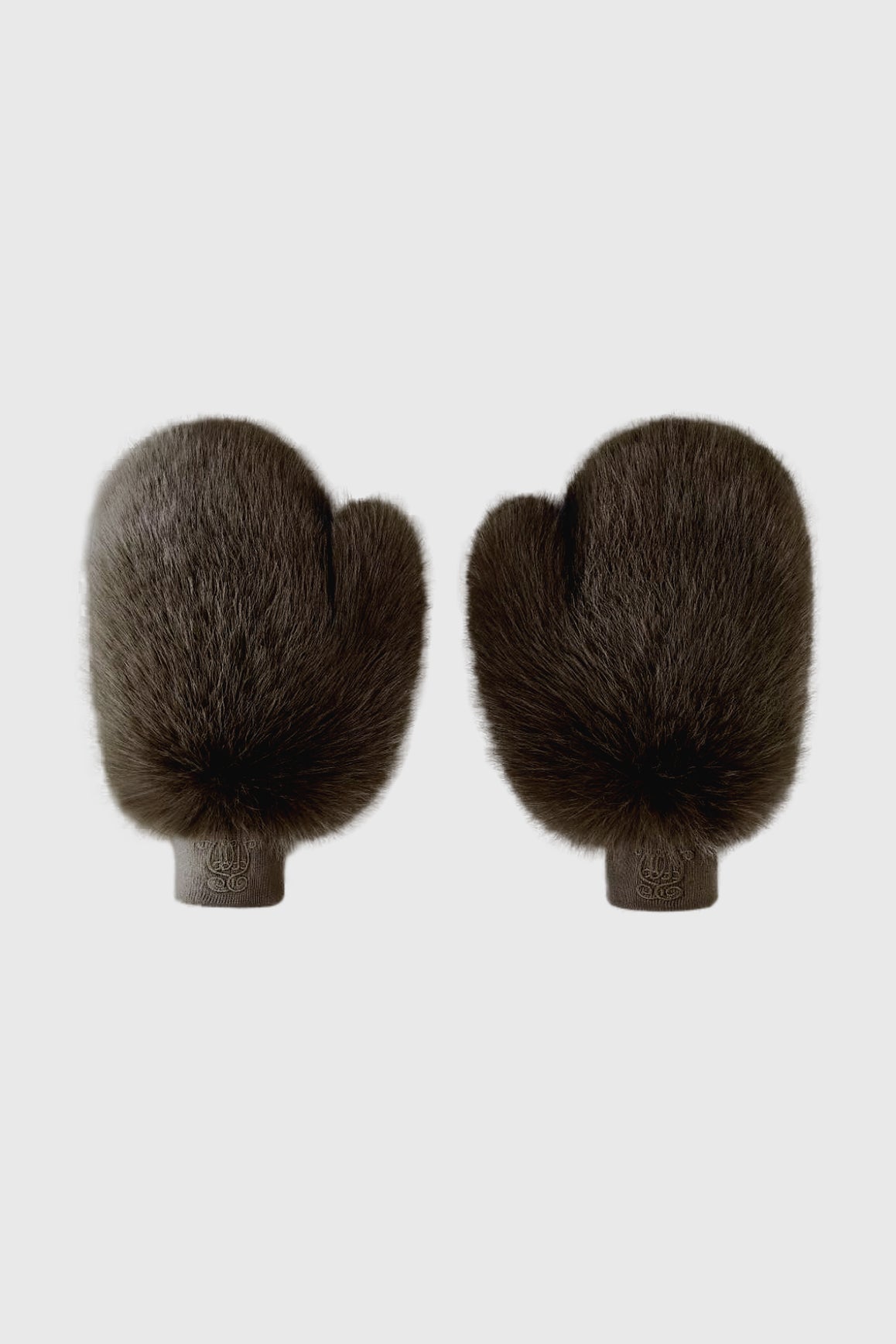 Black Frost faux fur mittens by WISKII, cozy winter accessories with soft, plush detailing for cold weather comfort.