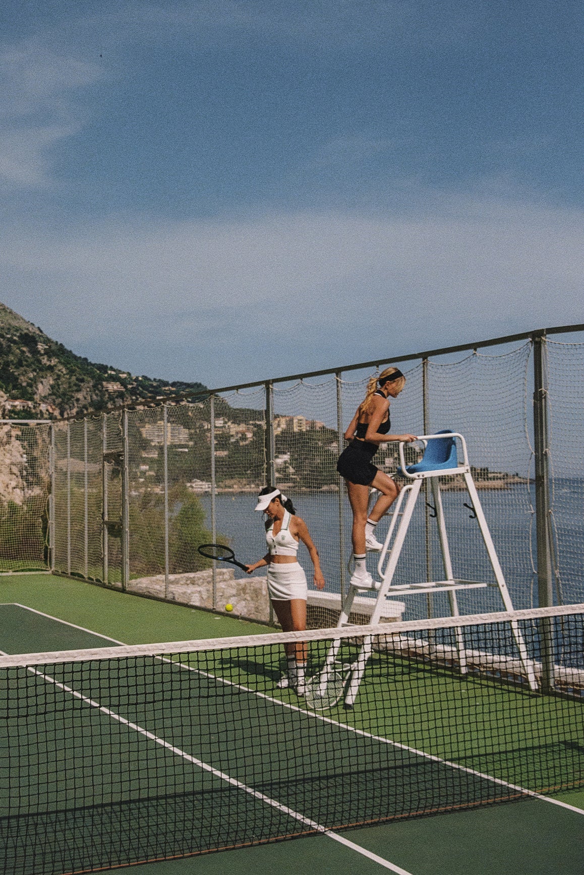 Model wears Riviera Jacquard Knit Polo Tank Top & Riviera Jacquard Knit Skirt | blanc | WISKII Active