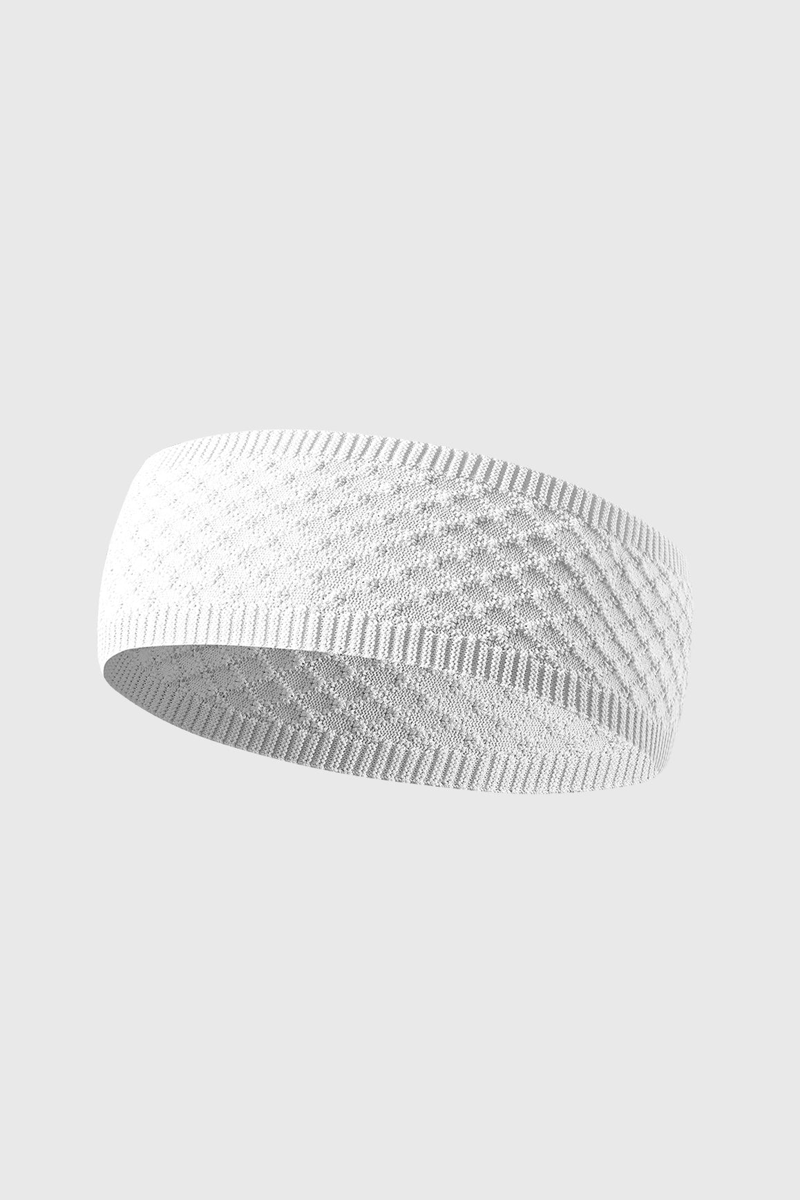 WISKII Retro Jacquard Headband in white featuring intricate woven pattern, stylish accessory for casual or athletic wear.
