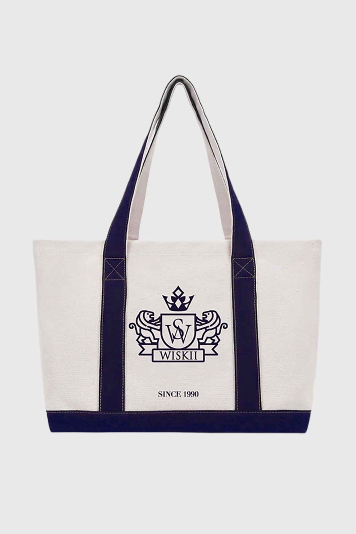 WISKII Riviera canvas club tote bag with sturdy handles and spacious interior, perfect for casual accessories and everyday use.
