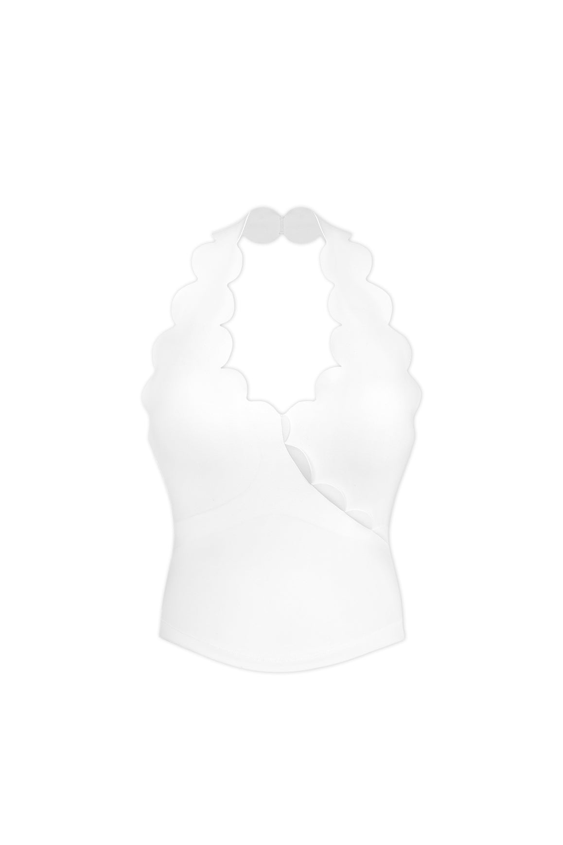 Riviera Scallop Halter Bra Tank | Ivory | WISKII Active