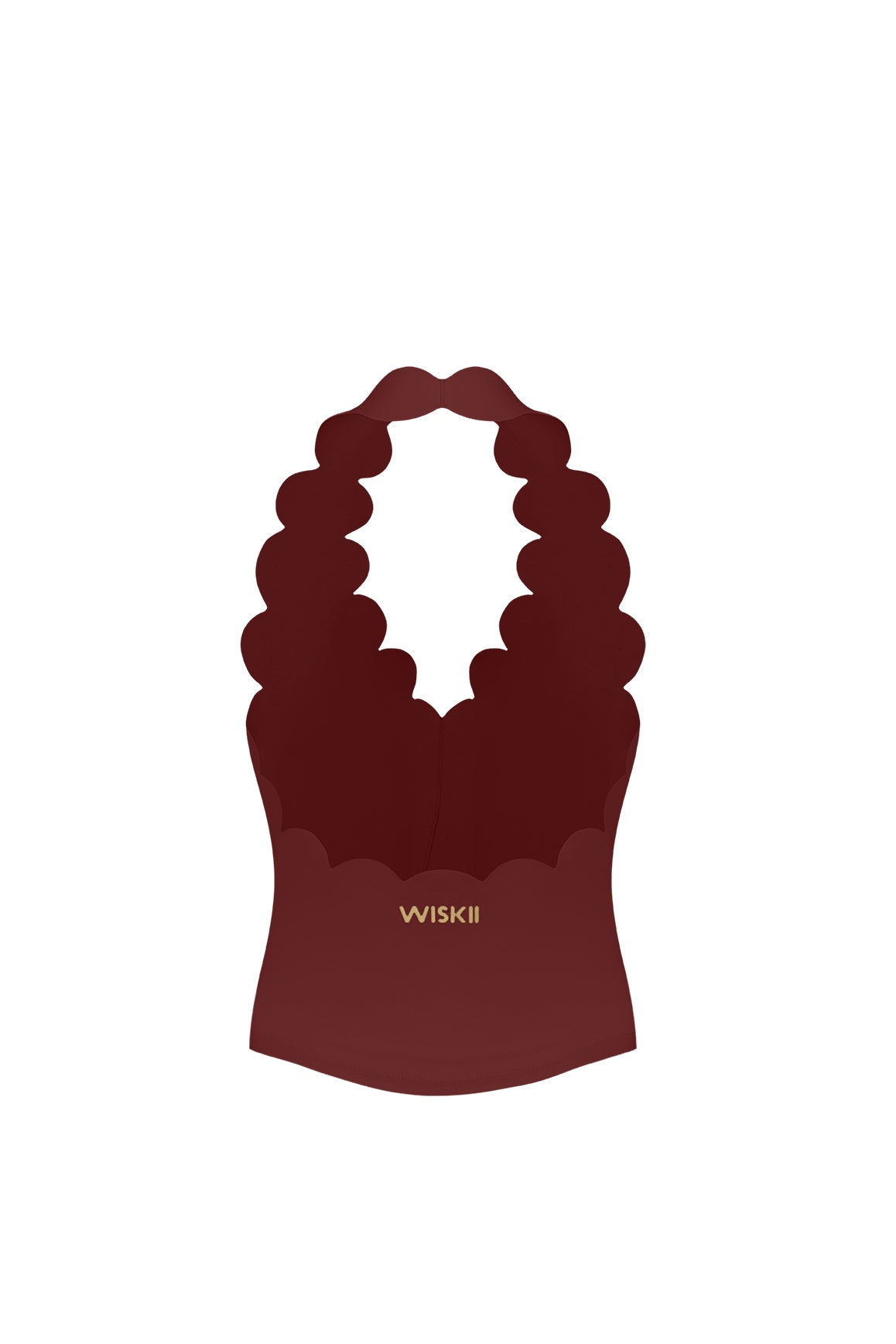 Riviera Scallop Halter Bra Tank | Mulled Wine | WISKII Active