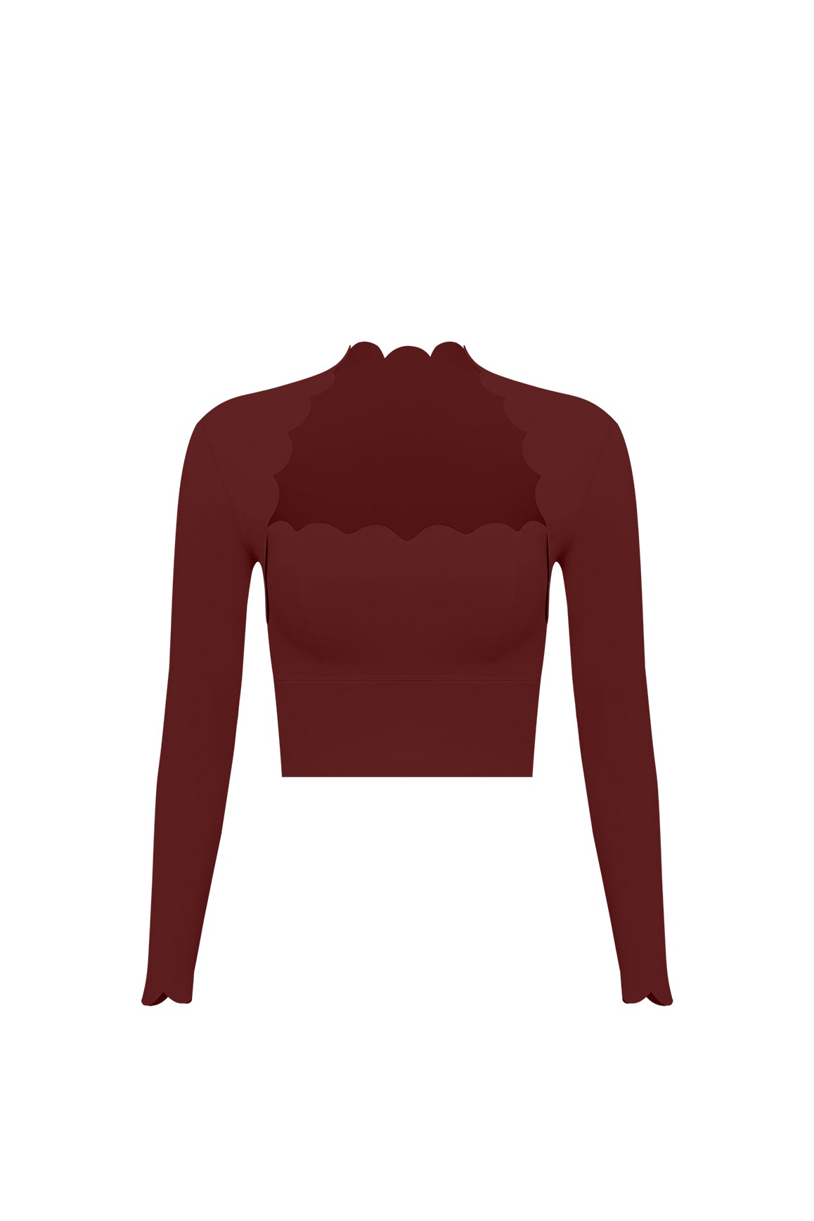 Scallop Cropped Long Sleeve Top | WISKII Active