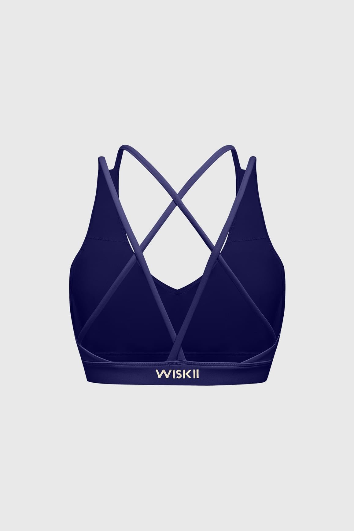 Scoop Neck Crossback Bra | Midnight Blue sports bra featuring a strappy criss-cross back and scoop neckline | WISKII Active