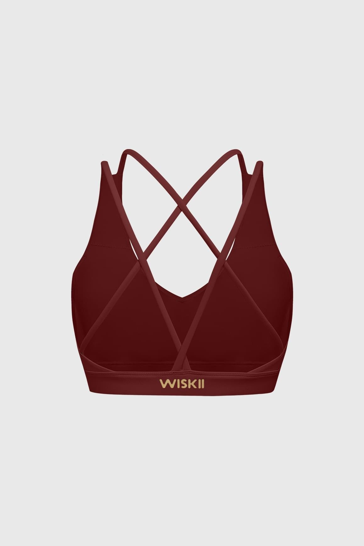 Scoop Neck Crossback Bra | Mulled Wine sports bra featuring a strappy criss-cross back and scoop neckline | WISKII Active
