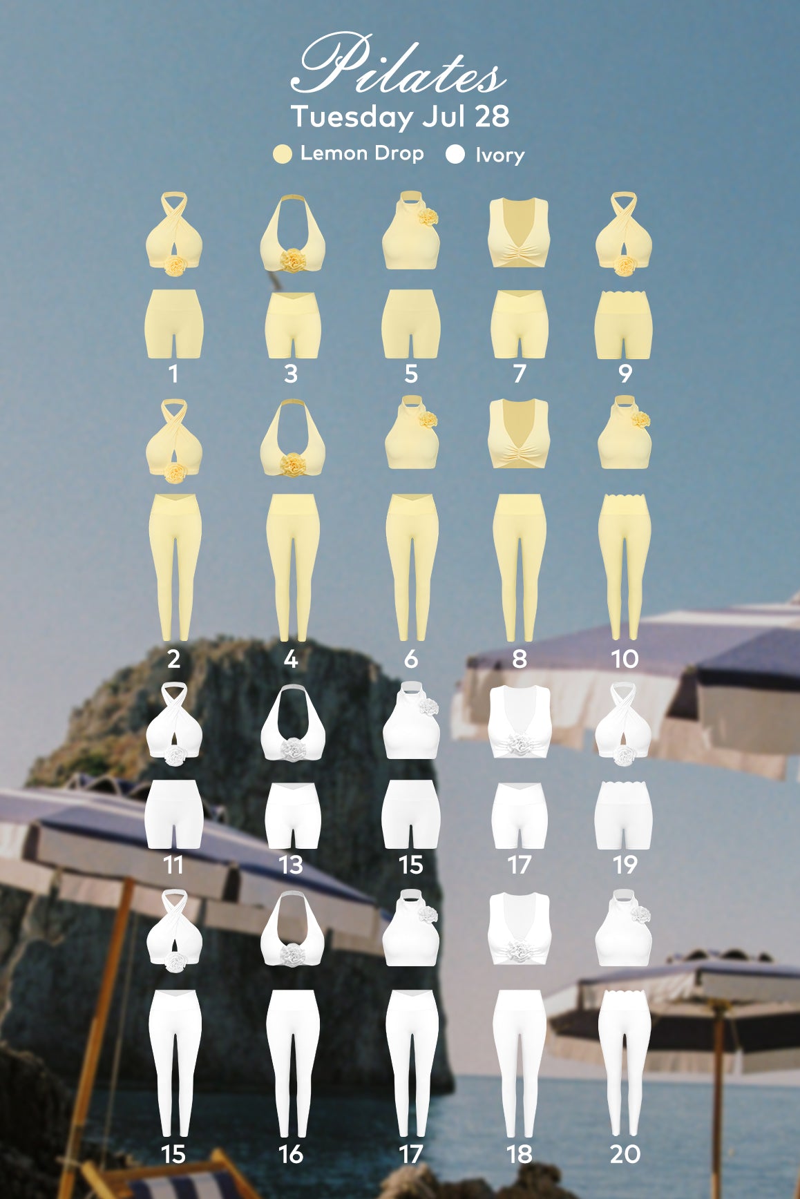 Tuesday Jul 28 - Pilates (Lemon Drop and Ivory )