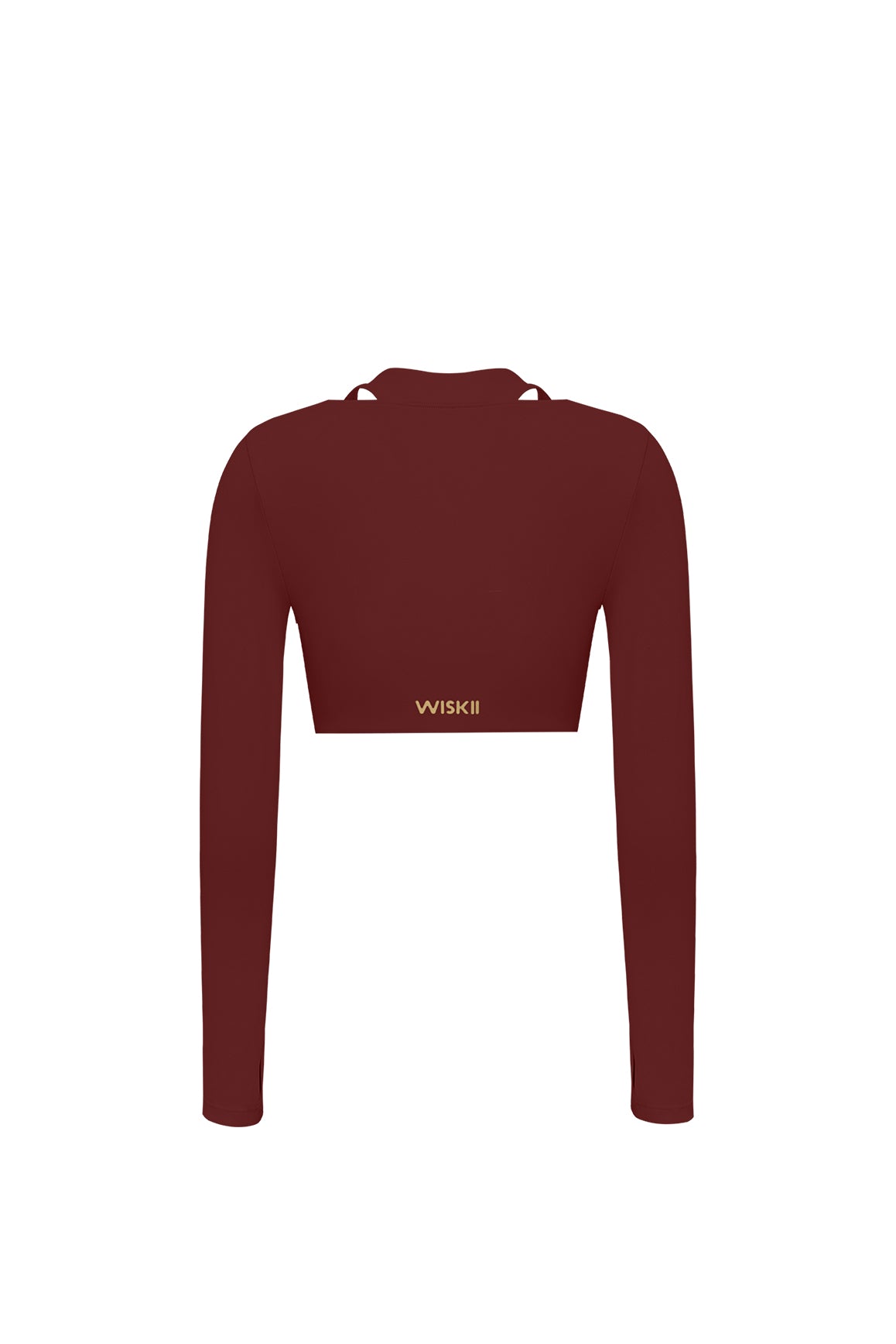 Twist-Front Shoulder Cut Crop Top | Mulled Wine Tops | WISKII Active