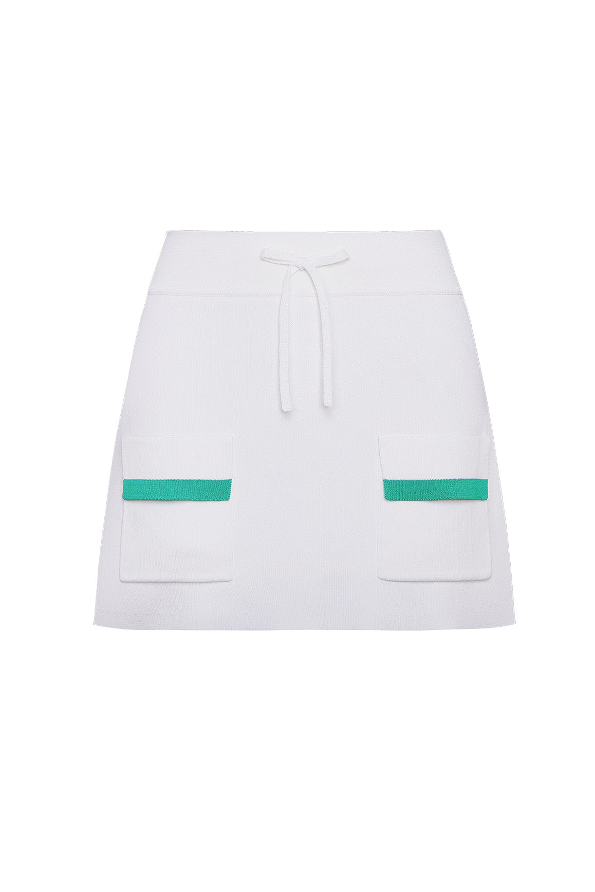 WISKII Serene Bow Knit Skirt in soft fabric with bow detail, stylish and comfortable for casual or dressy outfits.