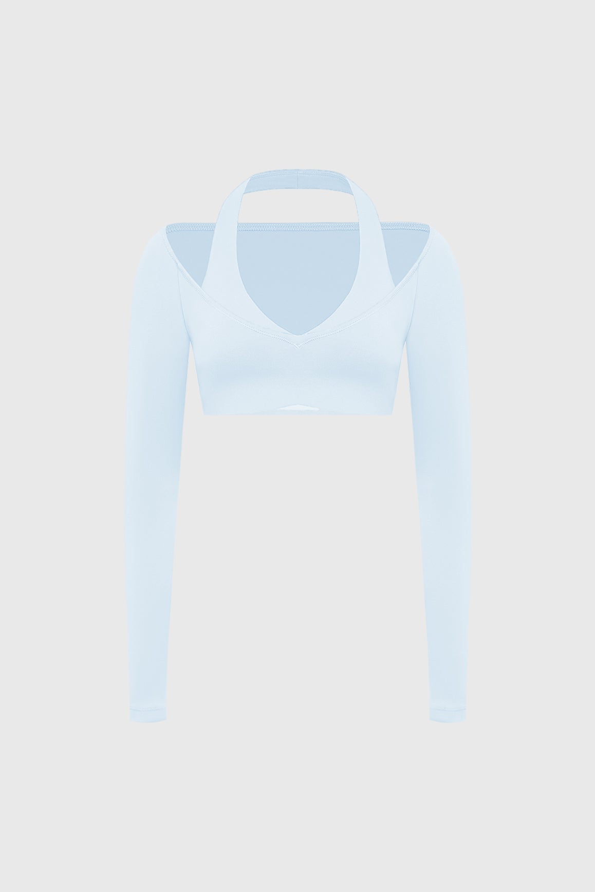 Halter One-Piece Long Sleeve Crop Top