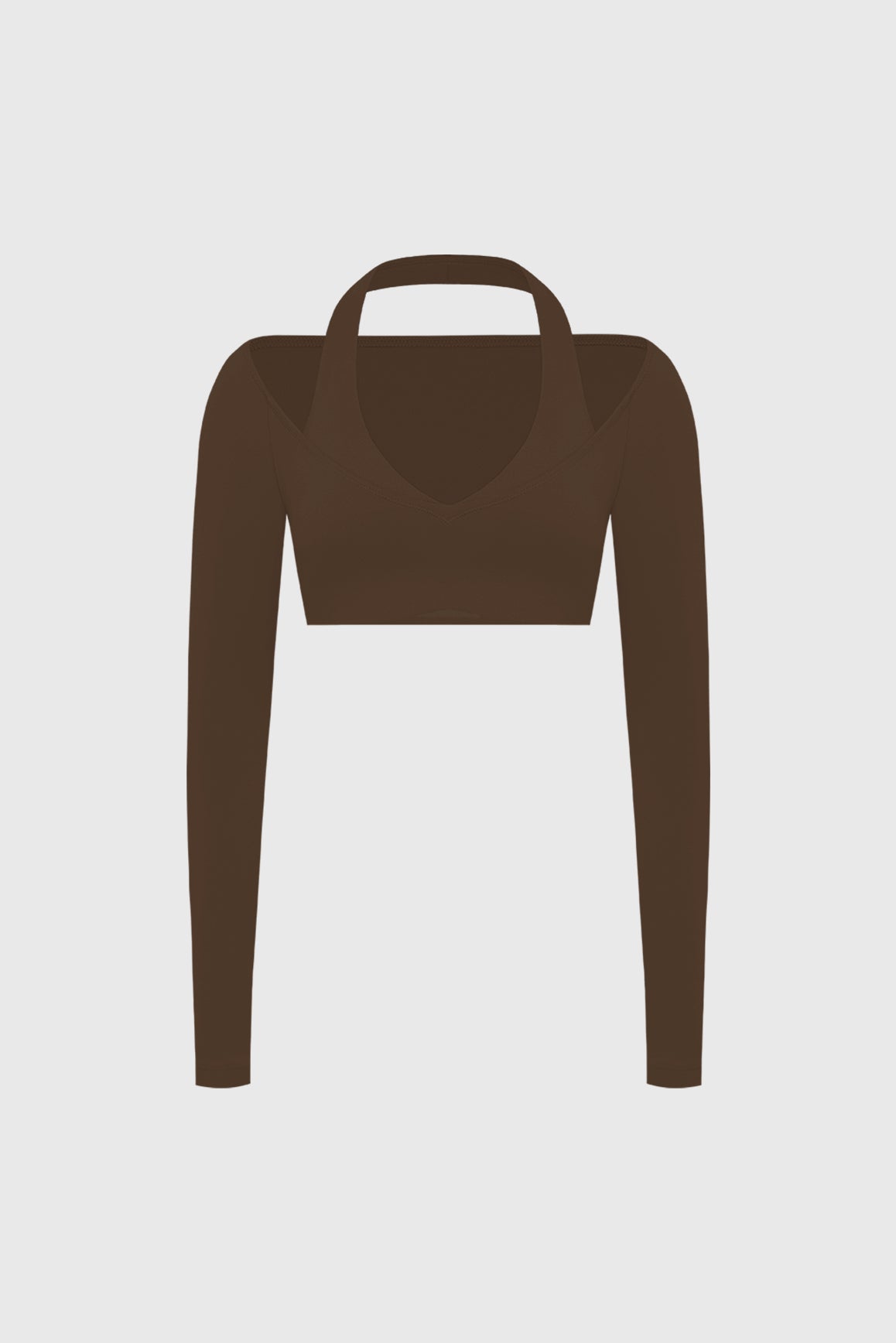 Halter One-Piece Long Sleeve Crop Top