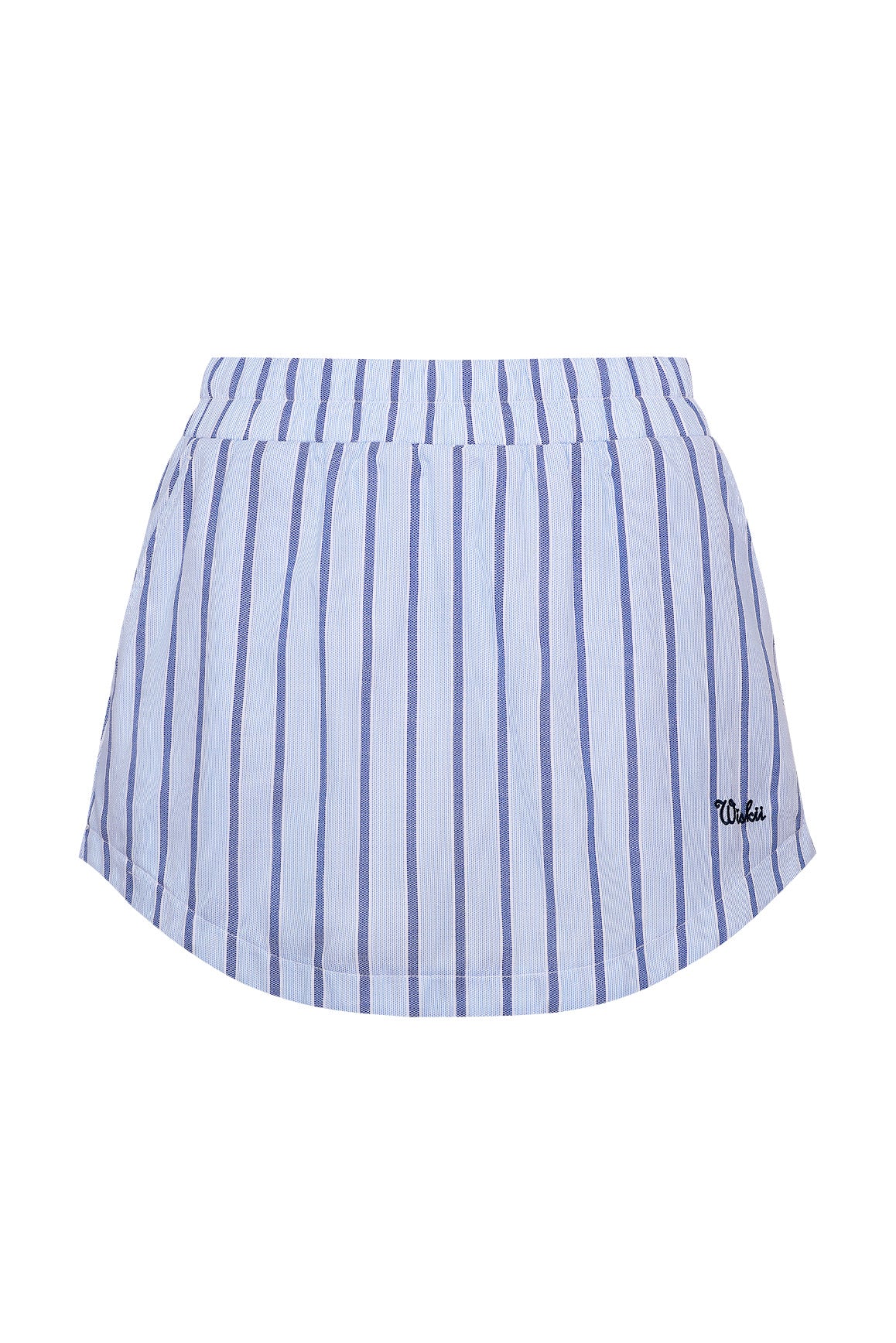 WISKII Stripe A-line skirt in black and white with vertical stripe pattern, knee-length design, casual and stylish women's skirt