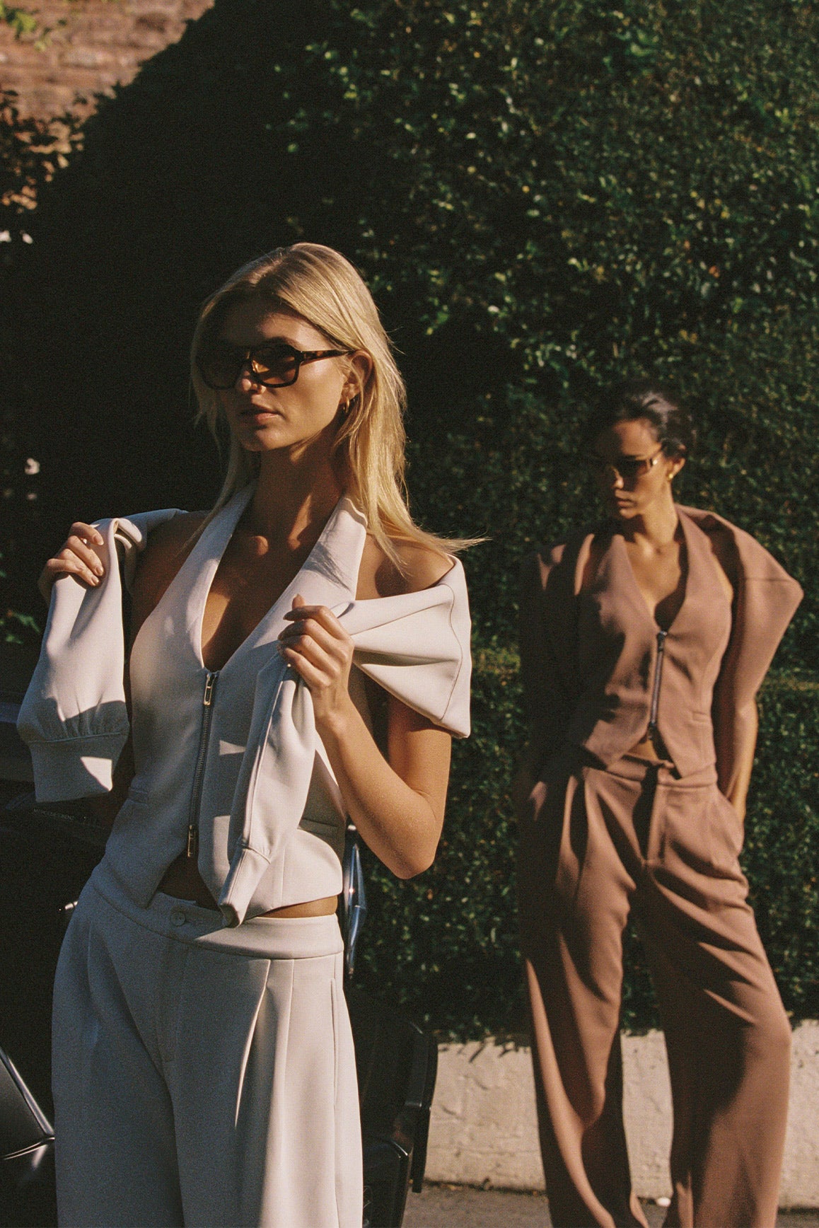 Mere Dual-Zip Halter Vest