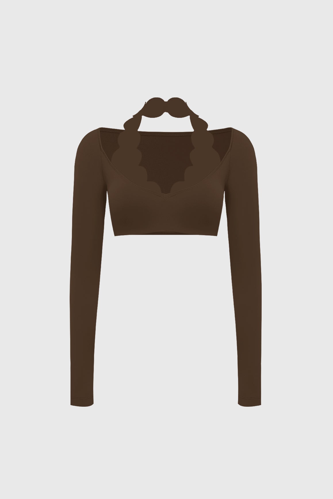 Long Sleeve Scallop Crop Top