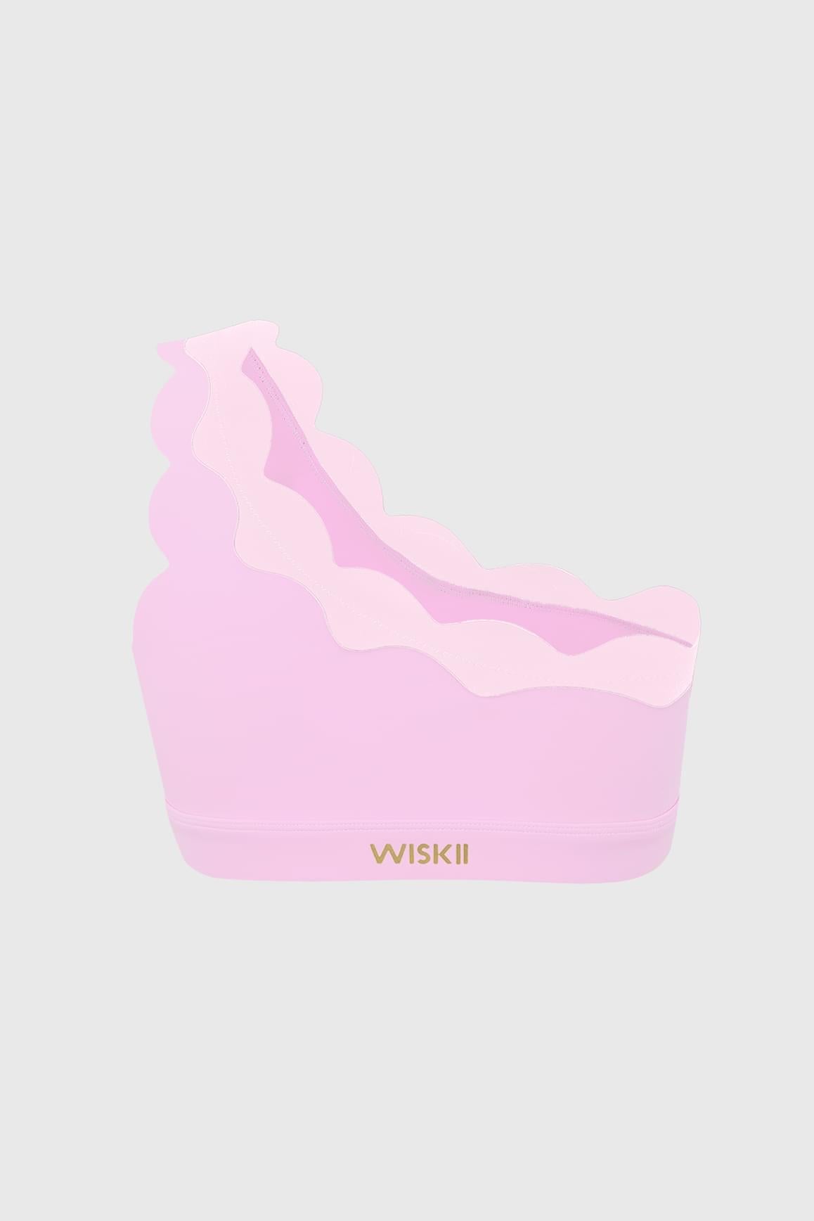 WISKII Riviera 黑色單肩扇邊設計運動內衣,展示於人台之上