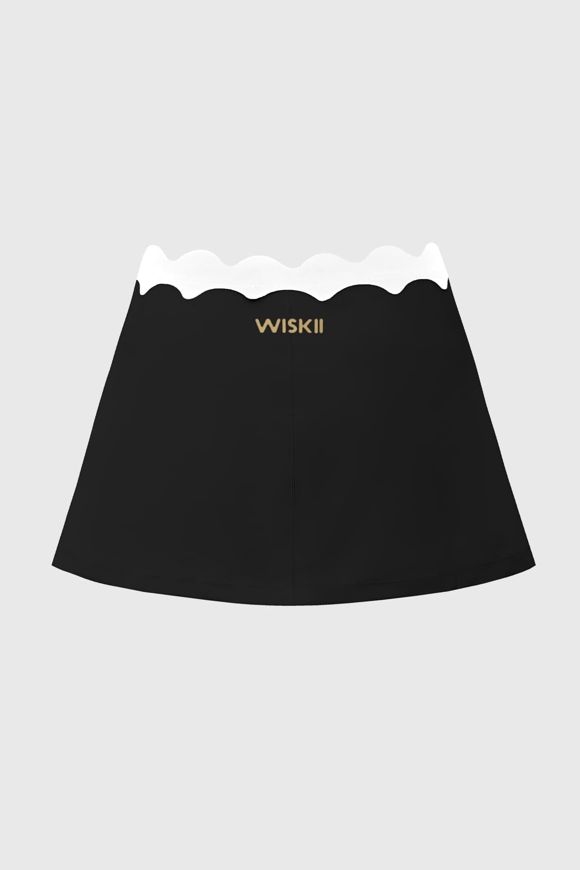 WISKII Riviera 扇貝滾邊撞色裙,搭配荷葉邊裙擺與層次設計,展現時尚柔美的女性輪廓