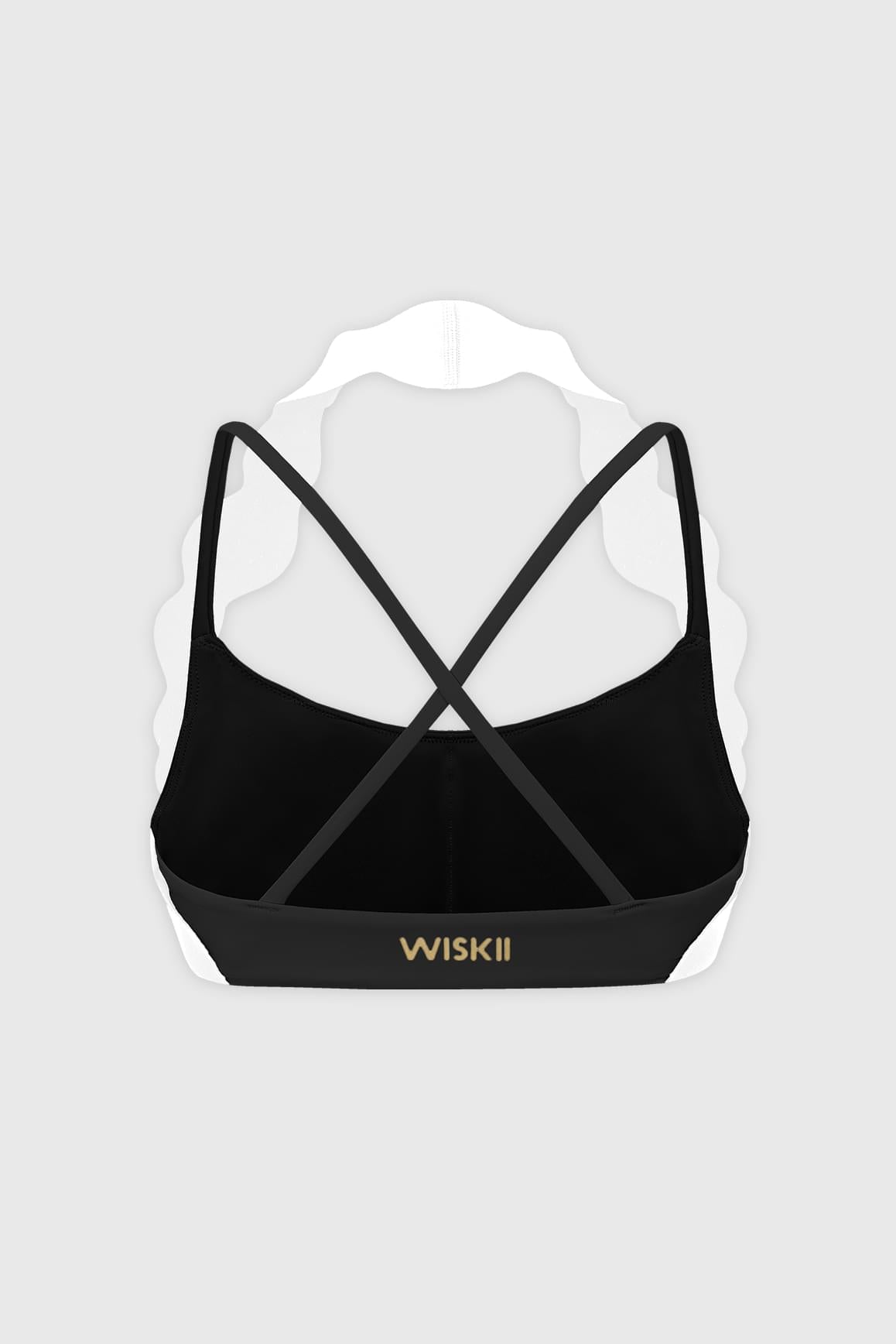 WISKII 掛脖荷葉邊撞色坦克背心內衣,帶有荷葉滾邊與掛脖設計,展示為黑白配色