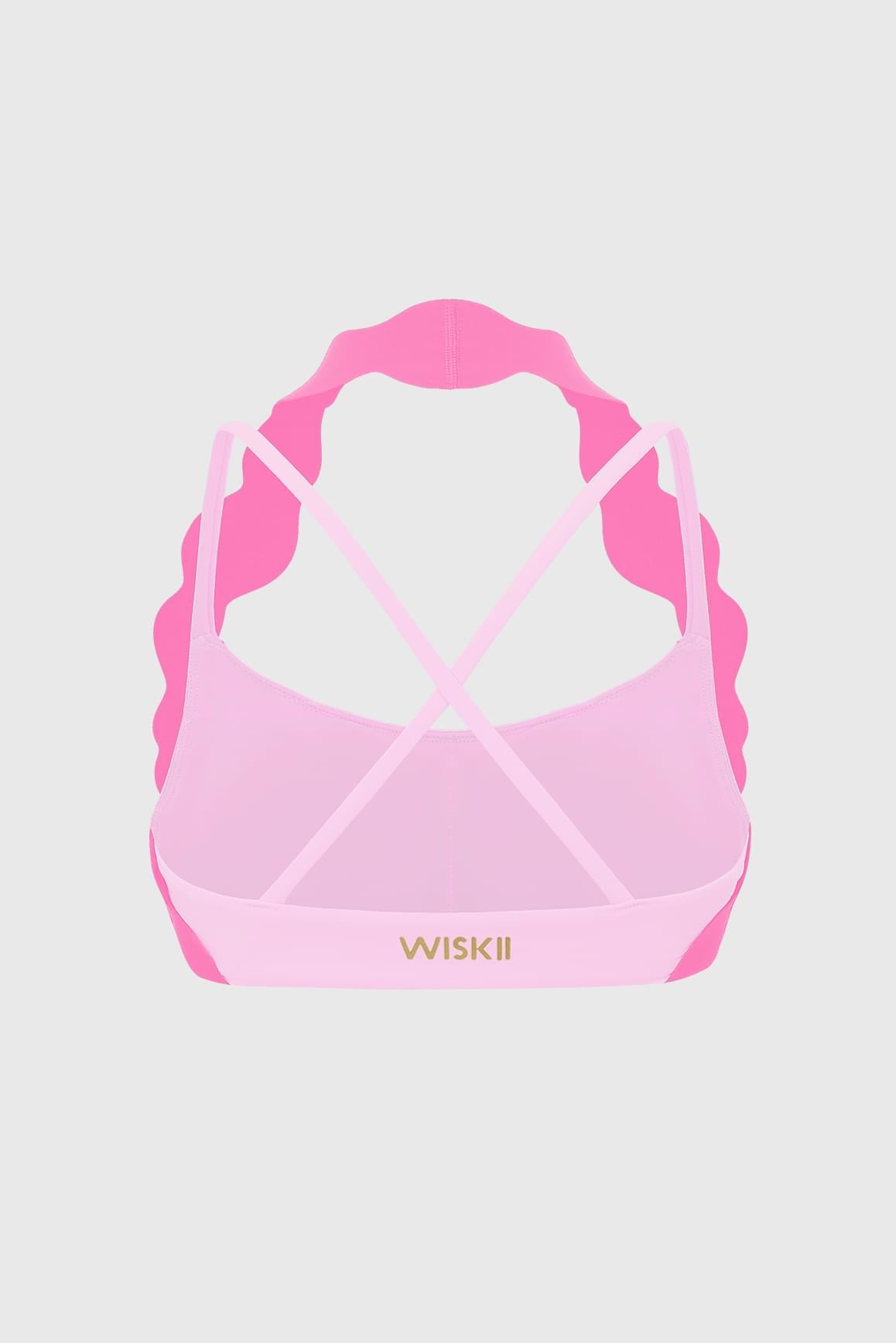 WISKII 扇貝造型掛脖撞色坦克背心內衣,帶扇形滾邊並具支撐設計,展示於白色背景上。