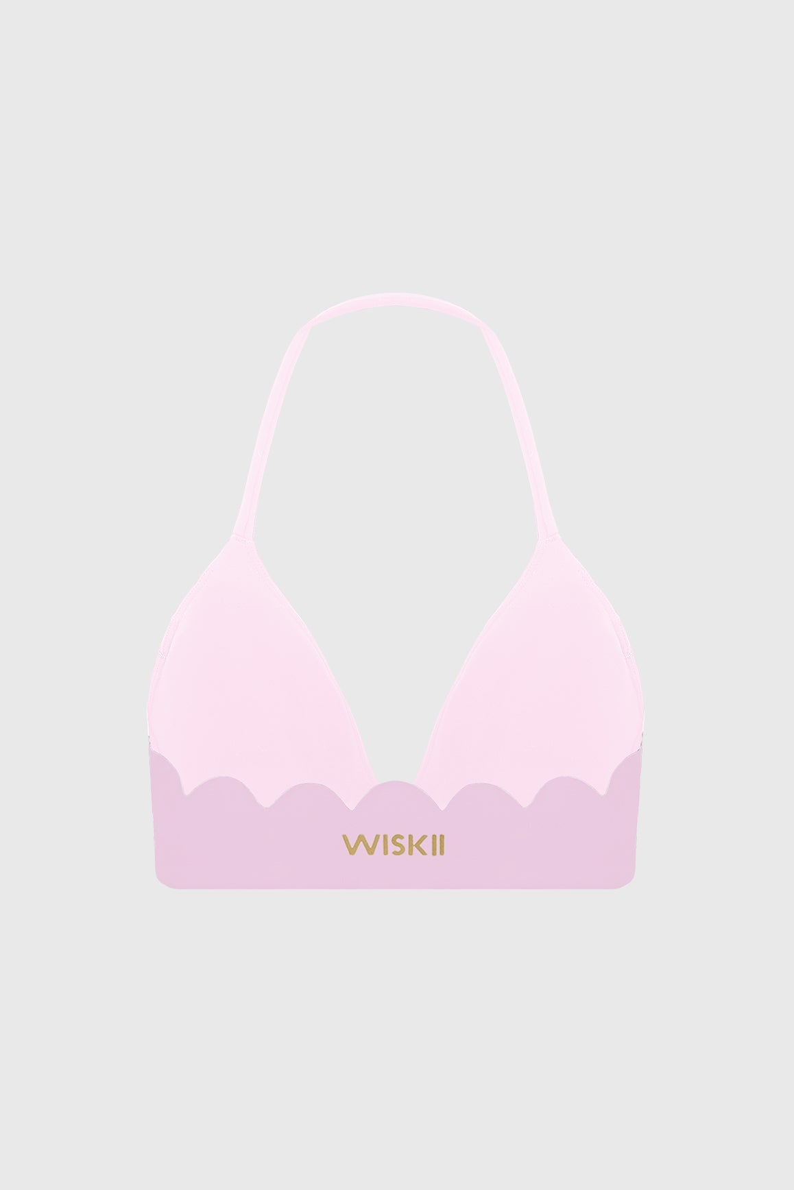 WISKII scallop contour halter sports bra in black, featuring padded cups and supportive design for active wear.