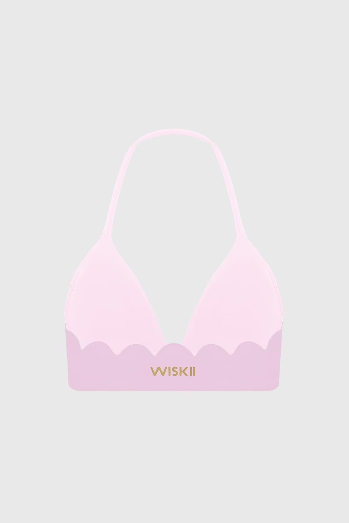 WISKII 黑色貝殼輪廓掛脖運動內衣,具備墊杯與支撐設計,適合運動穿戴