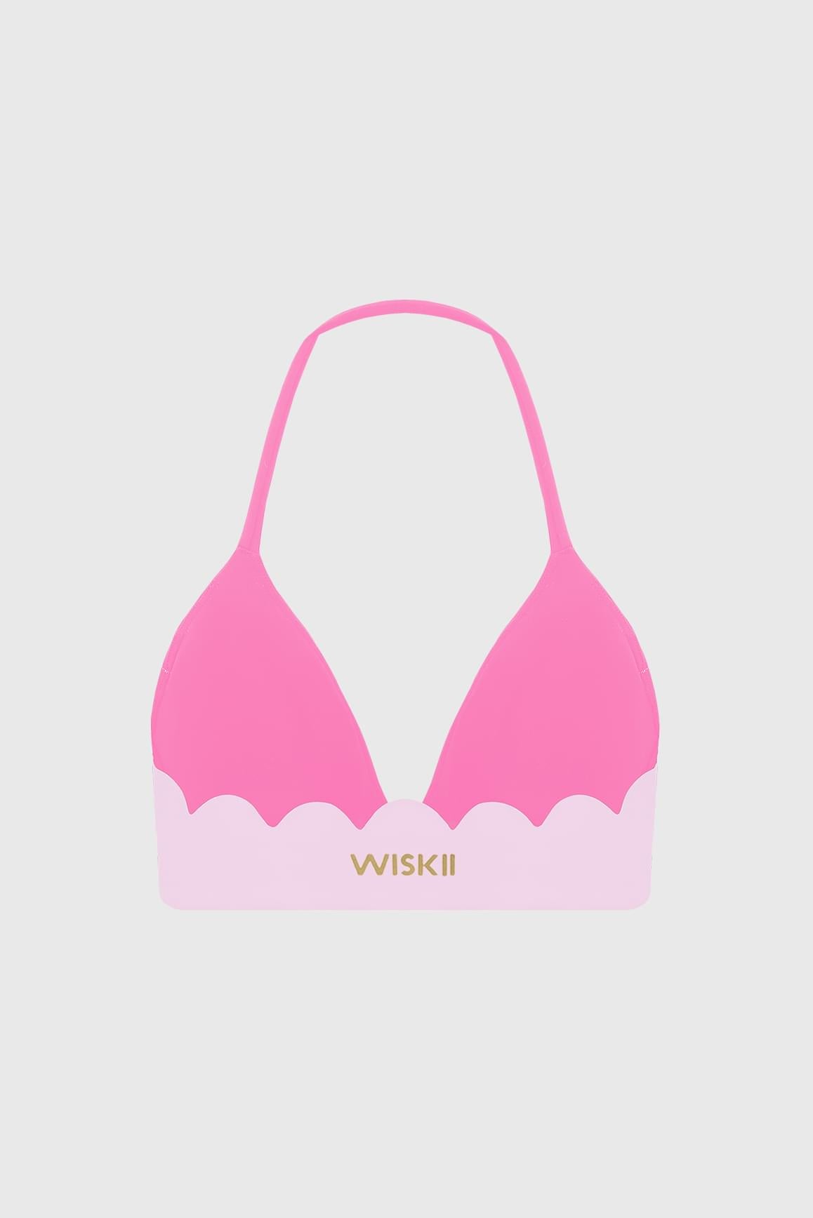 WISKII 黑色貝殼輪廓掛脖運動內衣,具貝殼飾邊細節與支撐性設計,適合運動穿搭。