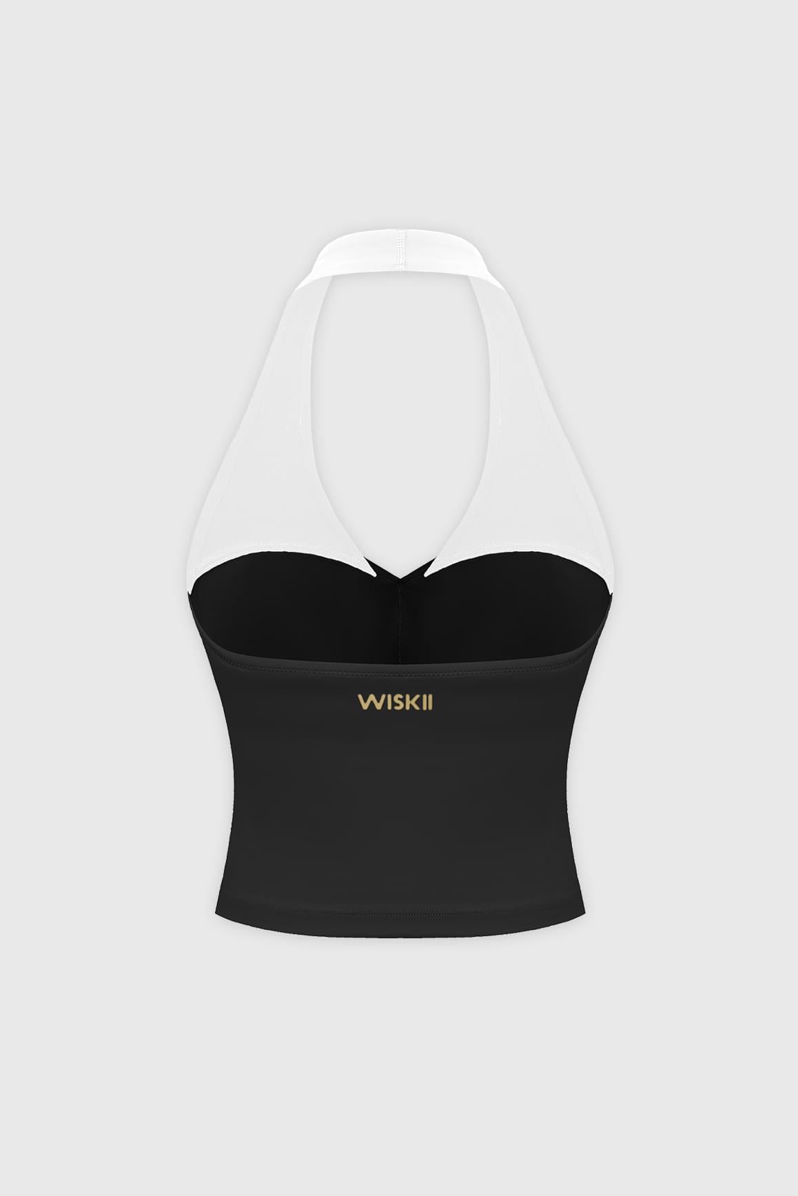 WISKII Riviera 撞色掛脖背心內衣,設計時尚黑白配色,搭配掛脖領型,穿著舒適貼身