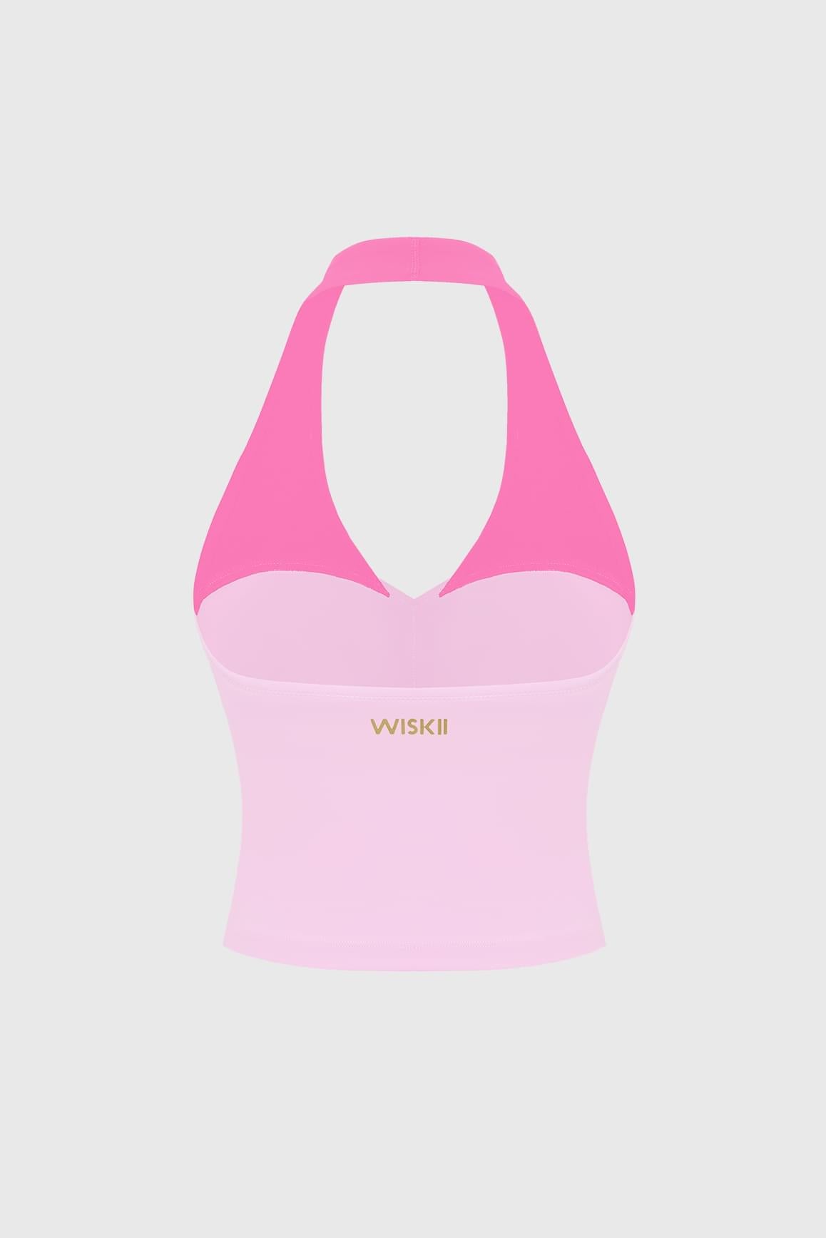 WISKII Riviera 拼色掛脖背心內衣,黑白兩色,具備時尚掛脖設計與無縫合身剪裁。