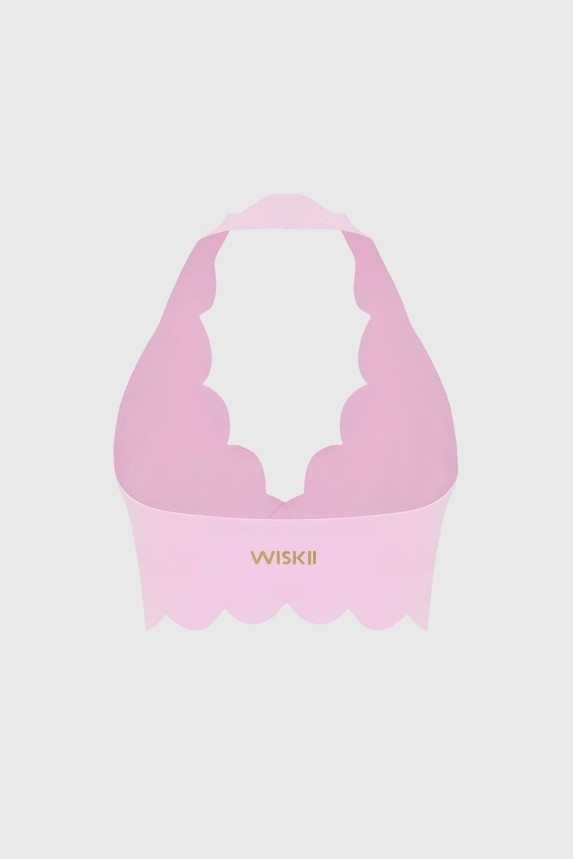 WISKII 夢幻扇貝掛脖運動內衣,採用柔軟面料,搭配扇貝造型設計與掛脖領型,正面視圖