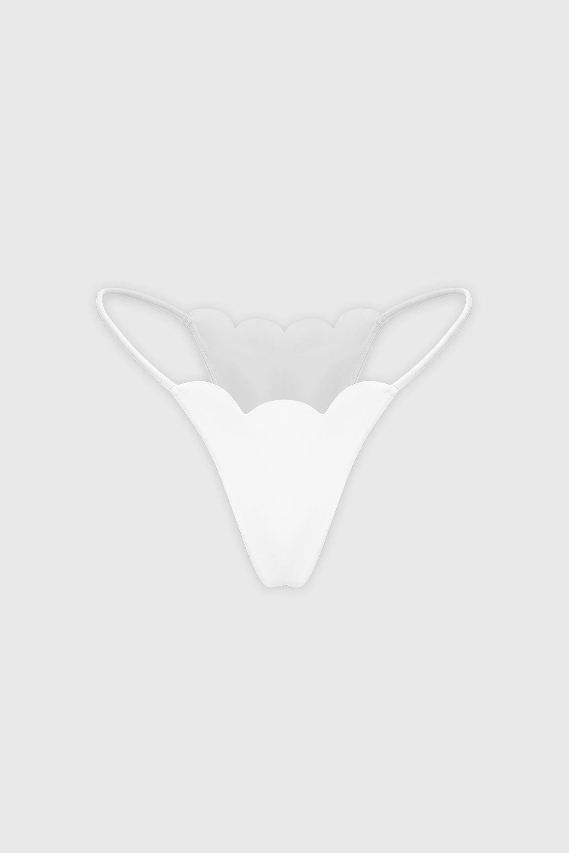 WISKII scallop high-leg bikini bottom in pastel pink with scalloped edges, styled as stylish swimwear underwear.