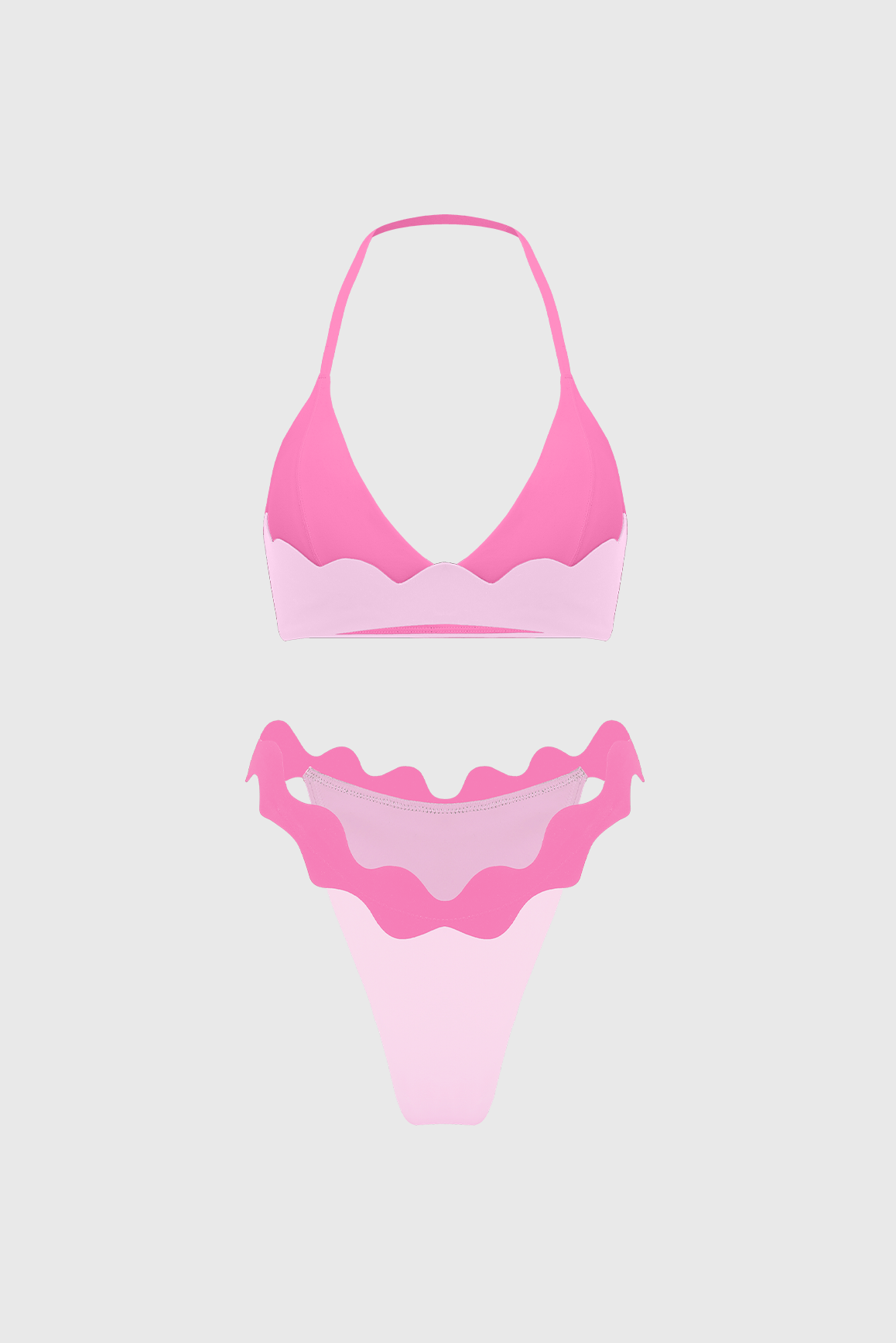 Riviera Scallop Contrast Halter Bra & Riviera Scallop Contrast Bikini Bottom