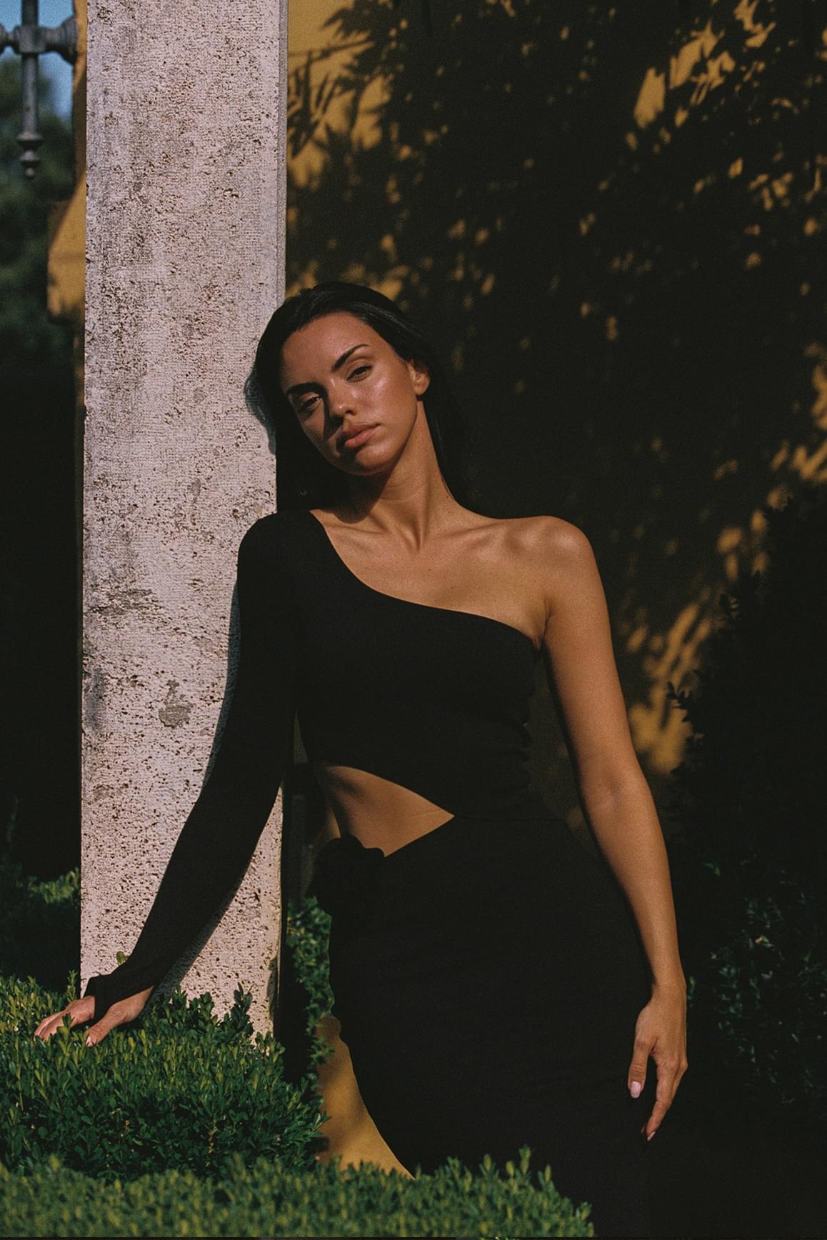 Asymmetrical Floral Maxi Dress - WISKIIWS459blackS
