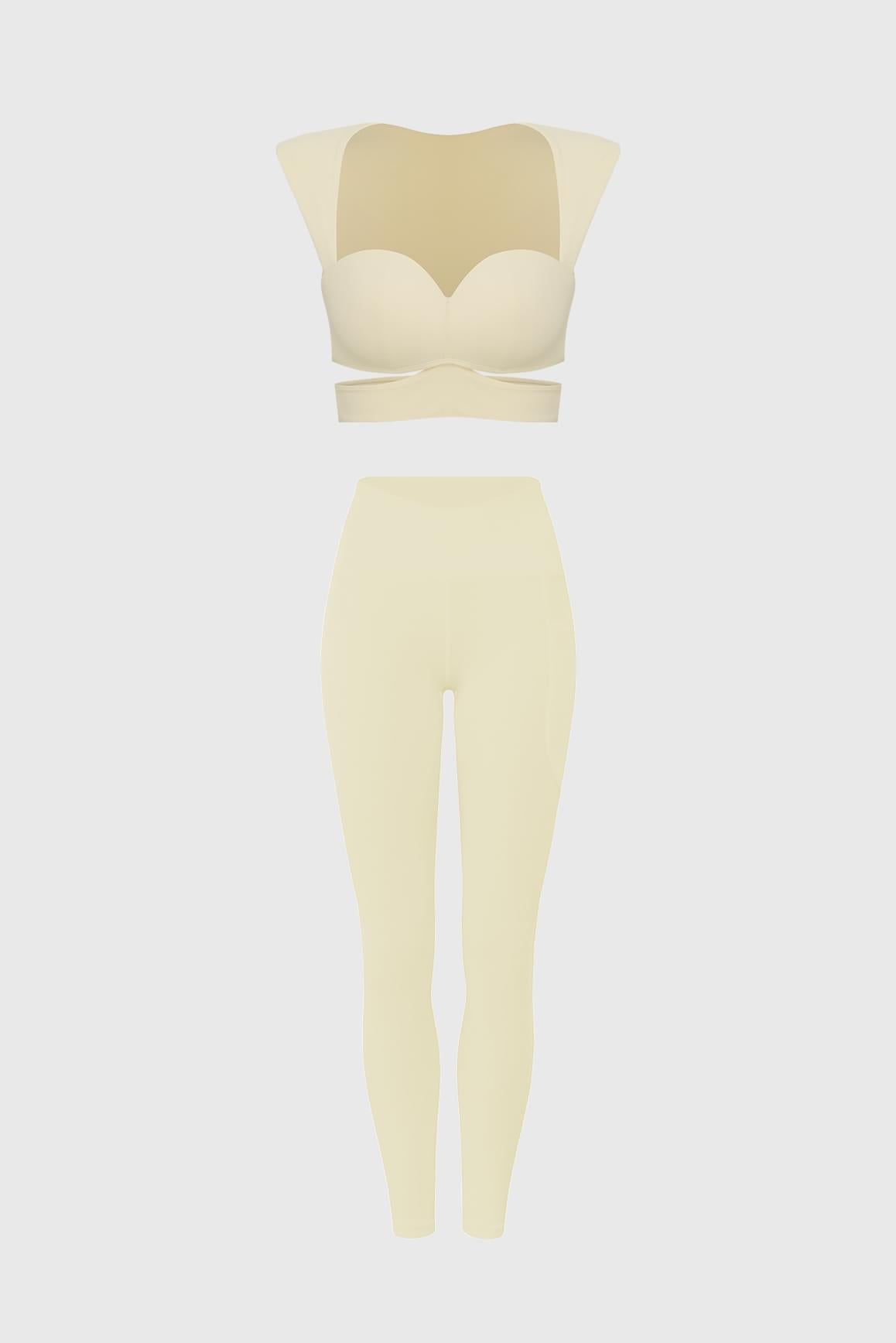 Elegant Corset Sports Bra & V-Waist Utility Legging - WISKIIWS263264purevanillaS