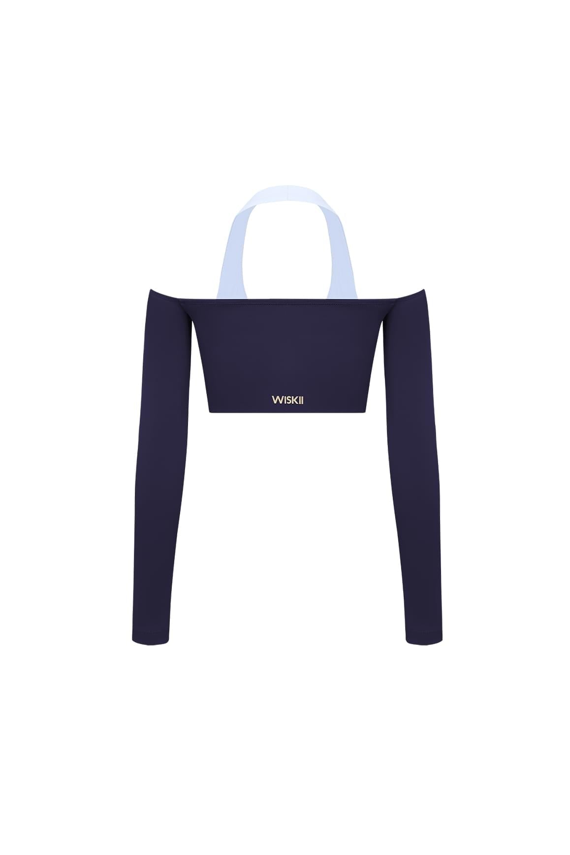 Off-Shoulder Colorblock Long Sleeve Crop Top - WISKIIWS622midnightheavenlyS
