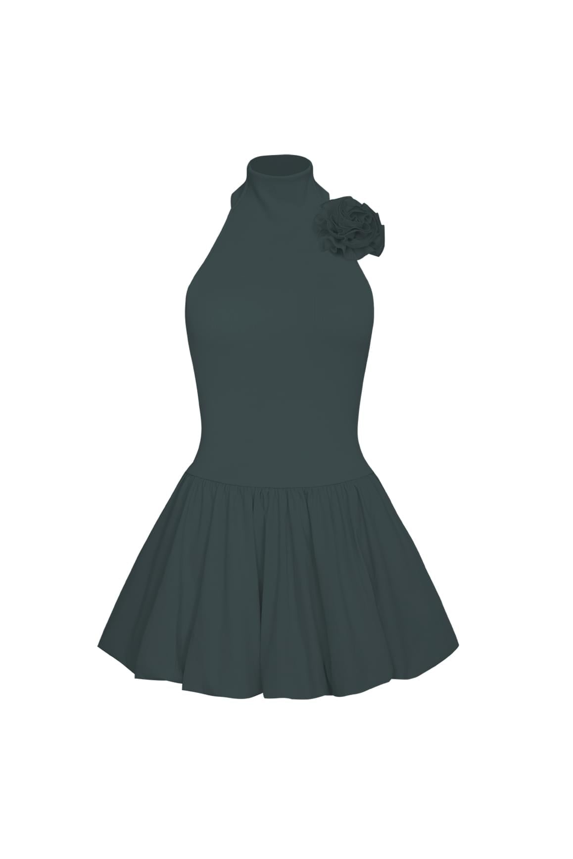 Riviera Floral Halter Mock Neck Dress - WISKIIWS561deepseaS