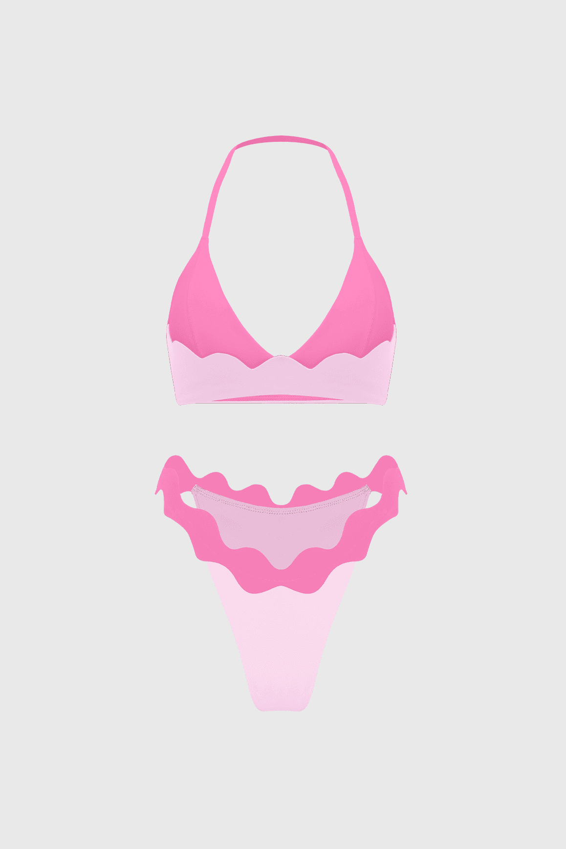 Riviera Scallop Contrast Halter Bra & Riviera Scallop Contrast Bikini Bottom - WISKIIWS684679sakurahollywoodS