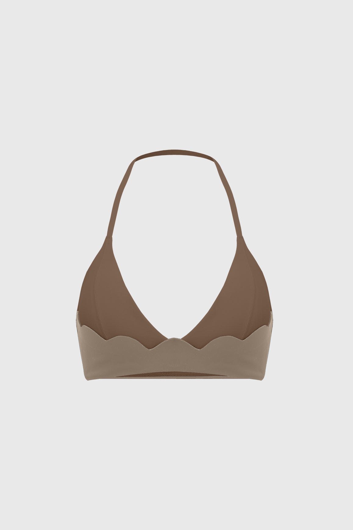 Riviera Scallop Contrast Halter Bra - WISKIIWS684almondtruffleS