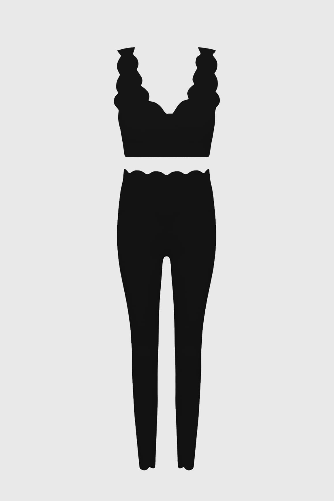 WISKII Elegant Scallop Set outfit bundle featuring a pink one-shoulder sports bra and matching leggings by WISKII