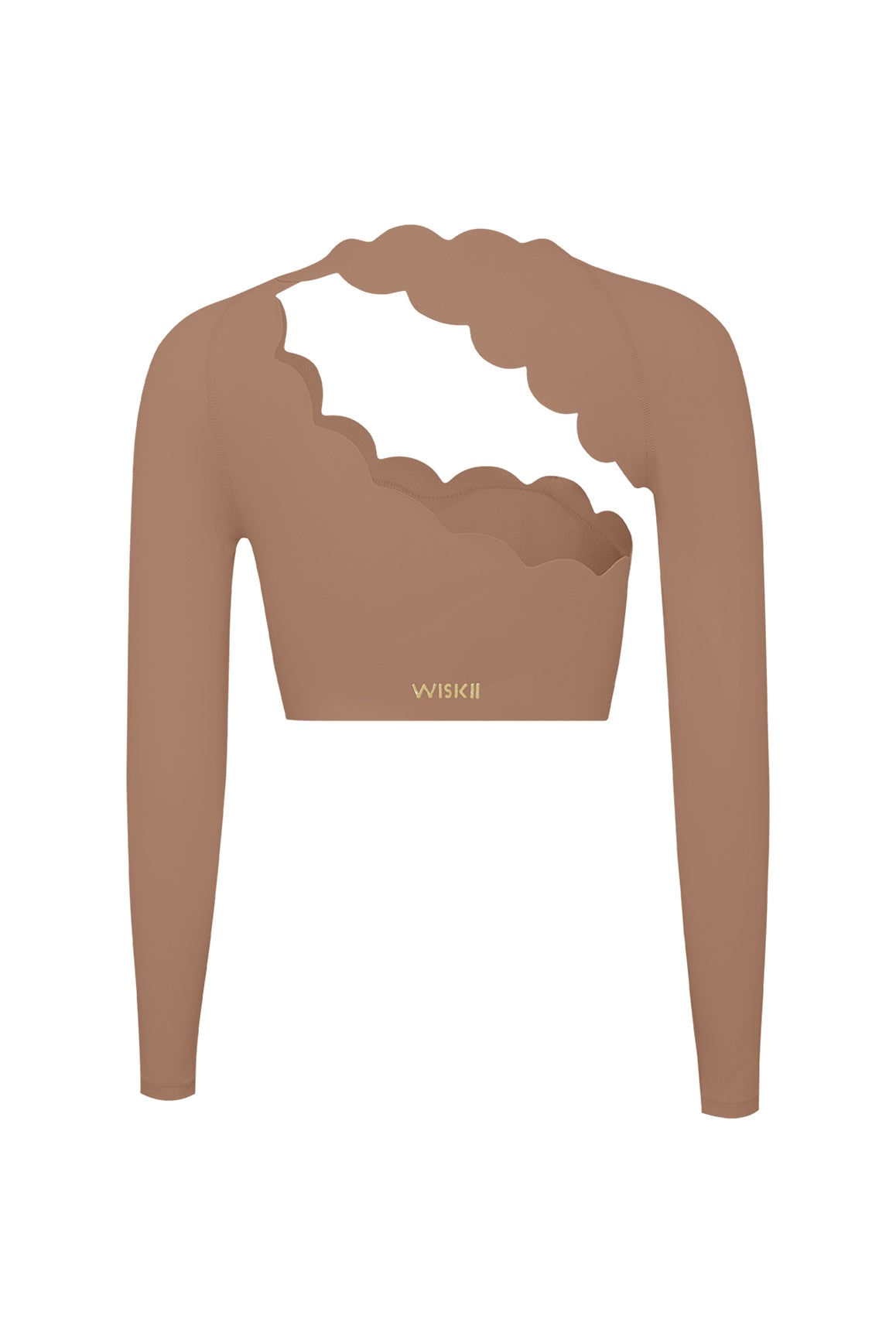 Asymmetrical Long Sleeve Crop Top | Color Tuscan Tan | WISKII Active