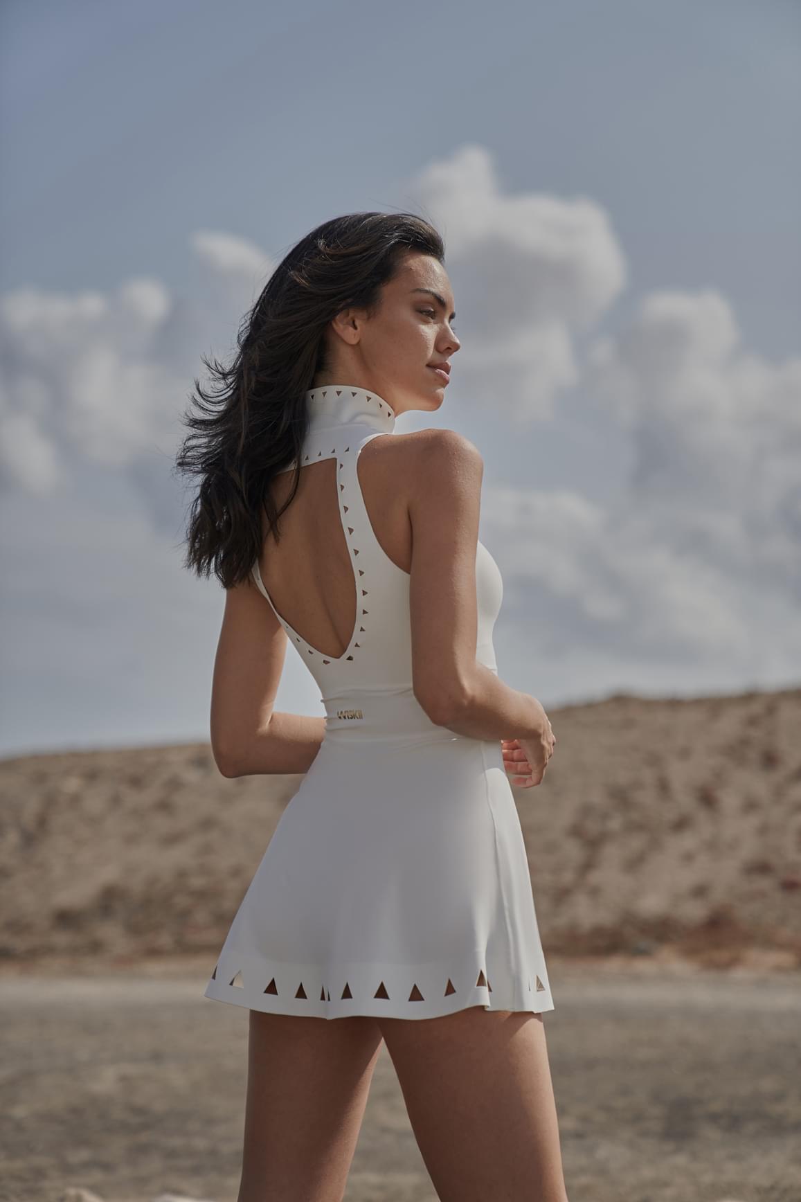 Lavish Laser Cut Zip Dress Almond Butter / M (US 4)
