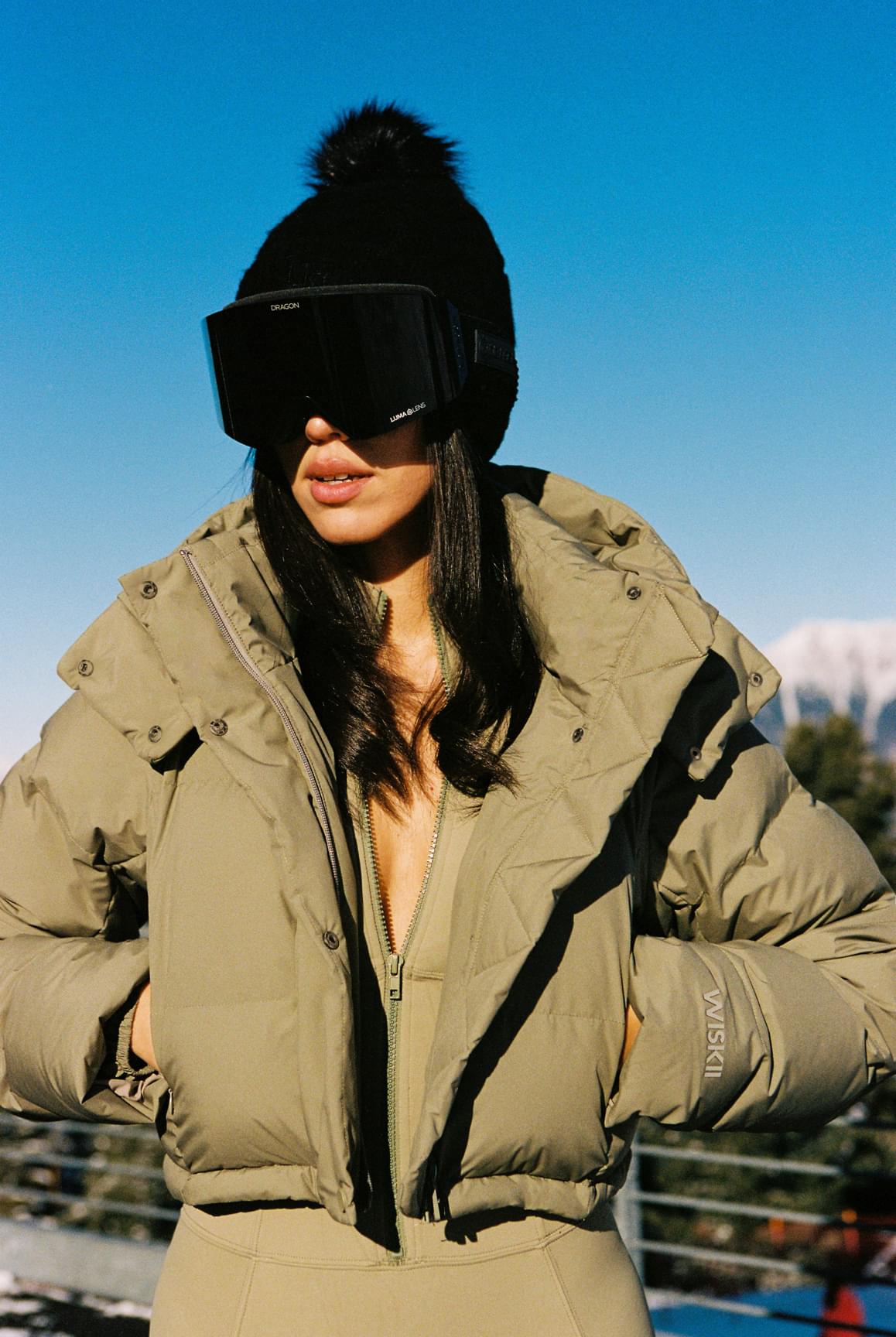 WISKII Cropped Convert Down Jacket in ivory, stylish hooded jacket with puffy down filling, lightweight and warm for cold weather.