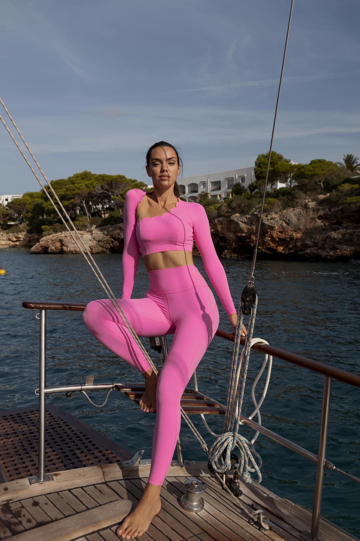 Ivory high-waist training leggings by WISKII, featuring a snug fit and stretchy fabric for comfortable workout wear.