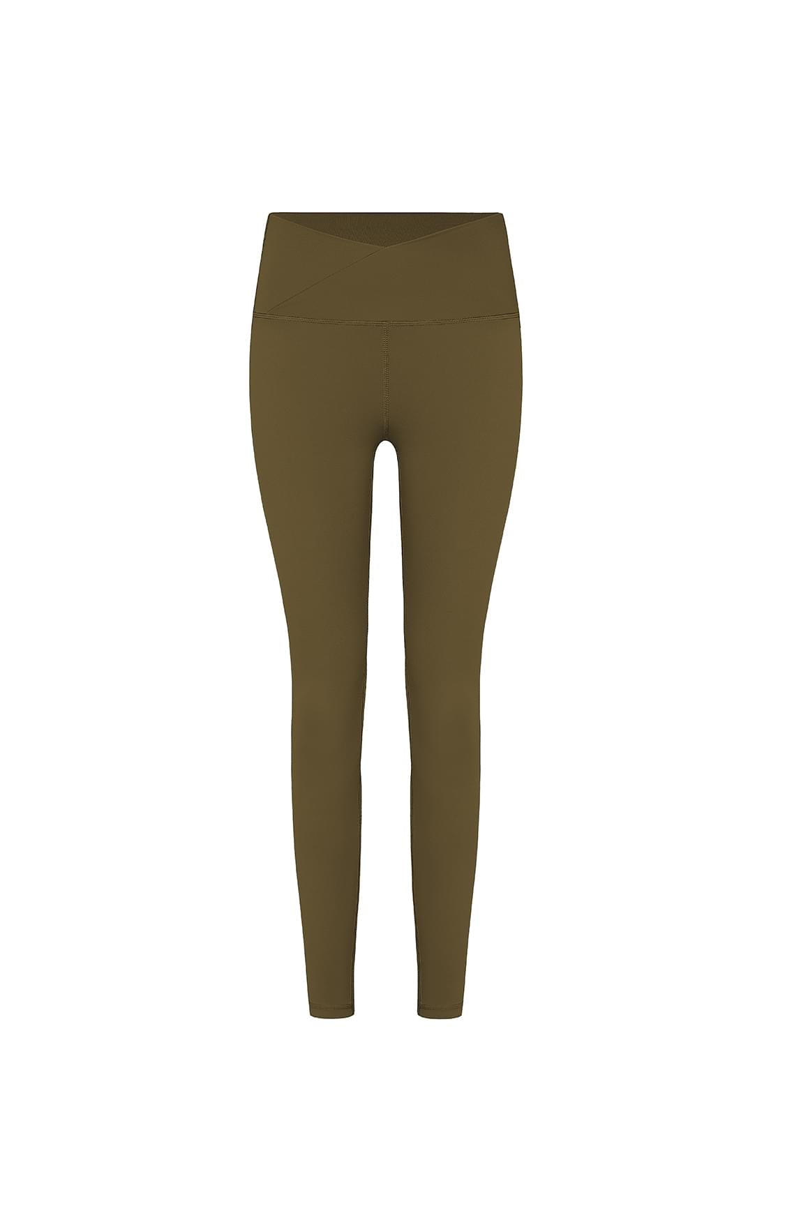 Ivory V-waist yoga leggings by WISKII, high-waist stretch leggings with comfortable fit and sleek design, suitable for active wear.