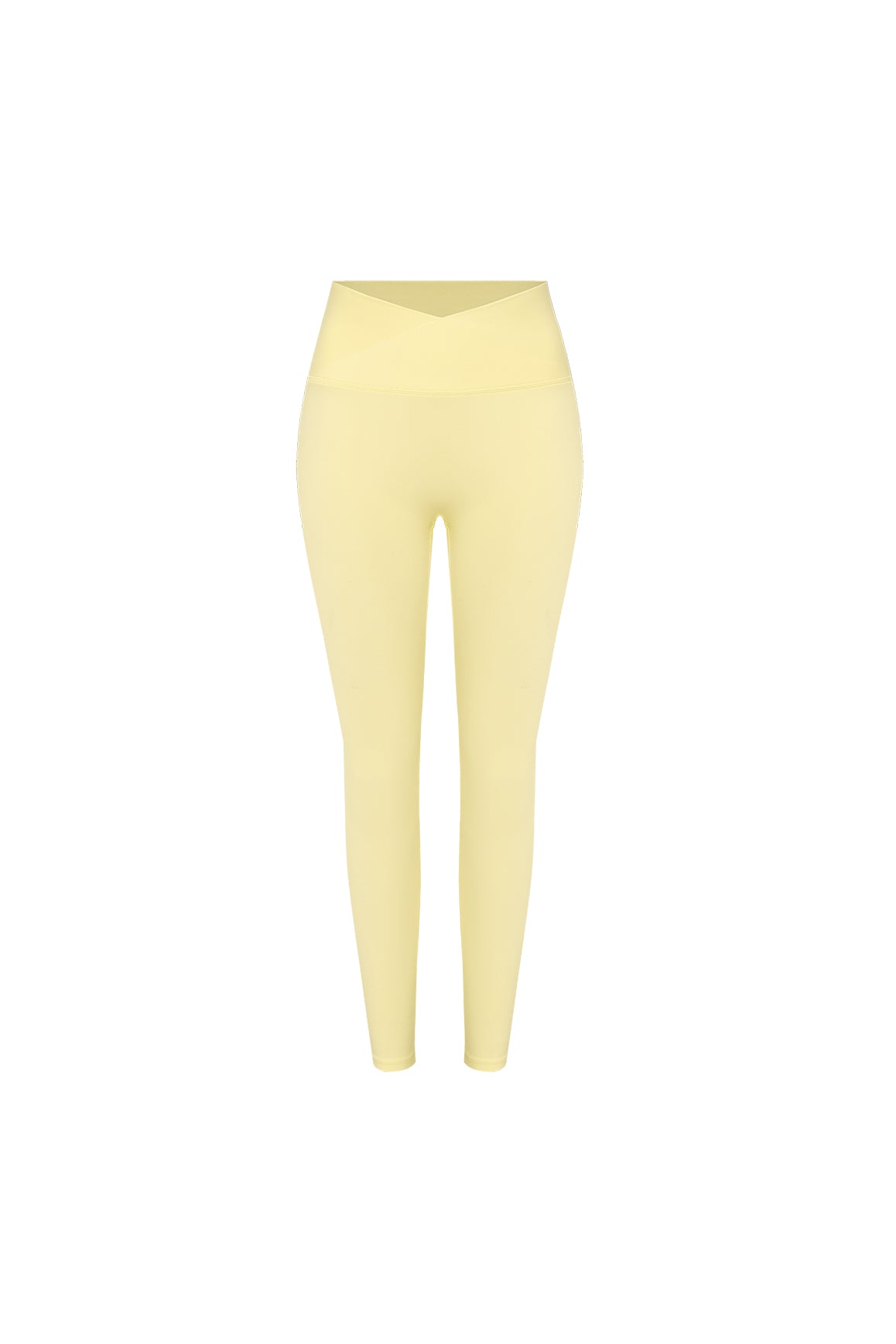 WISKII Riviera V-waist scrunch leggings in a vibrant lemon color, featuring a stylish and comfortable fit.