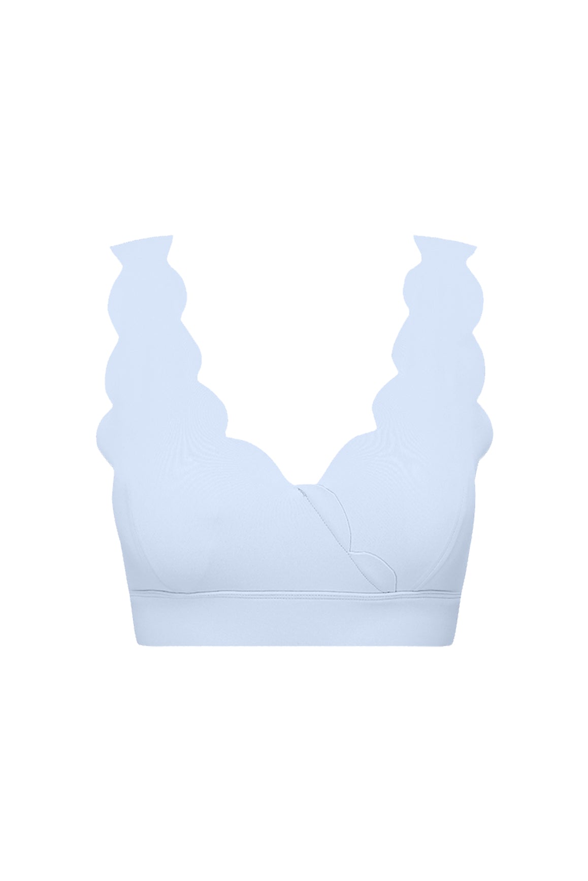 WISKII Soufflé Sports Bra in Heavenly Blue, lightweight and supportive sports bra with seamless design for active wear.