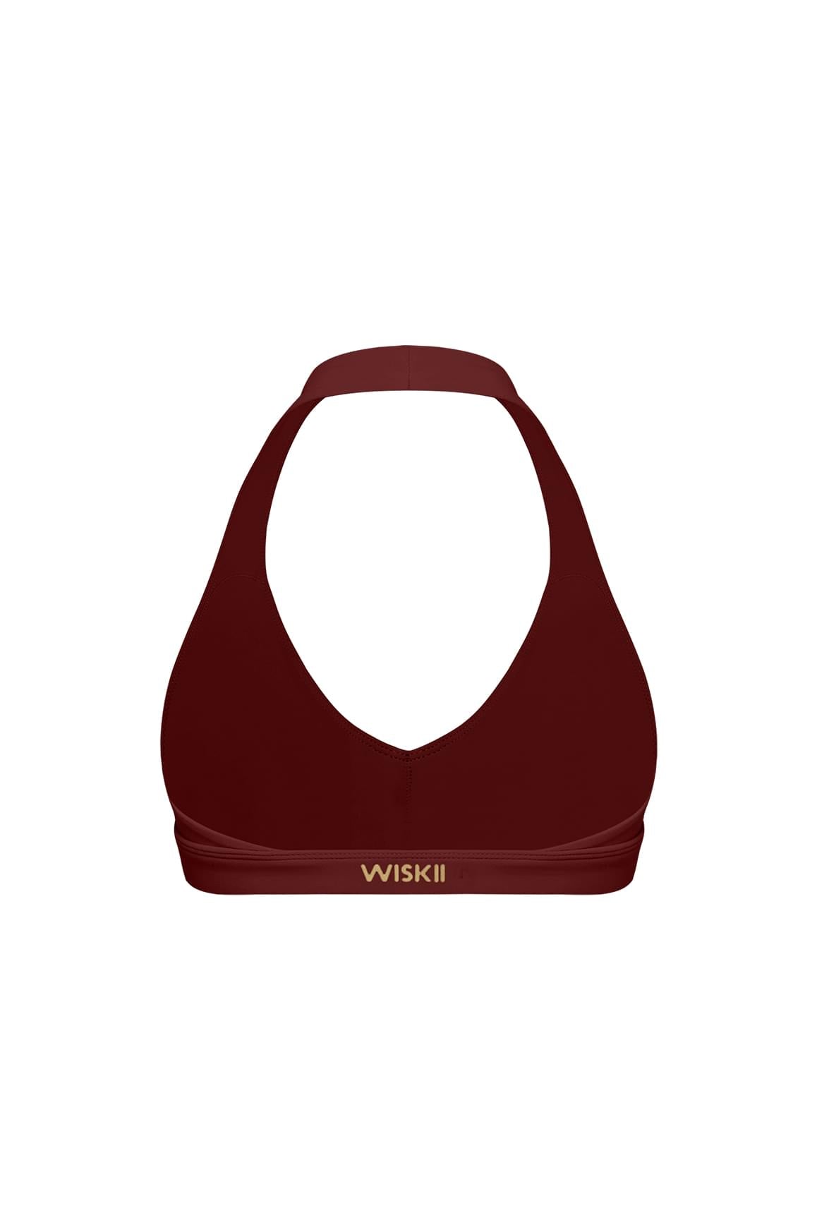 WISKII V-cut 掛頸運動內衣,熱紅酒色款,配有時尚V型領口與支撐性設計