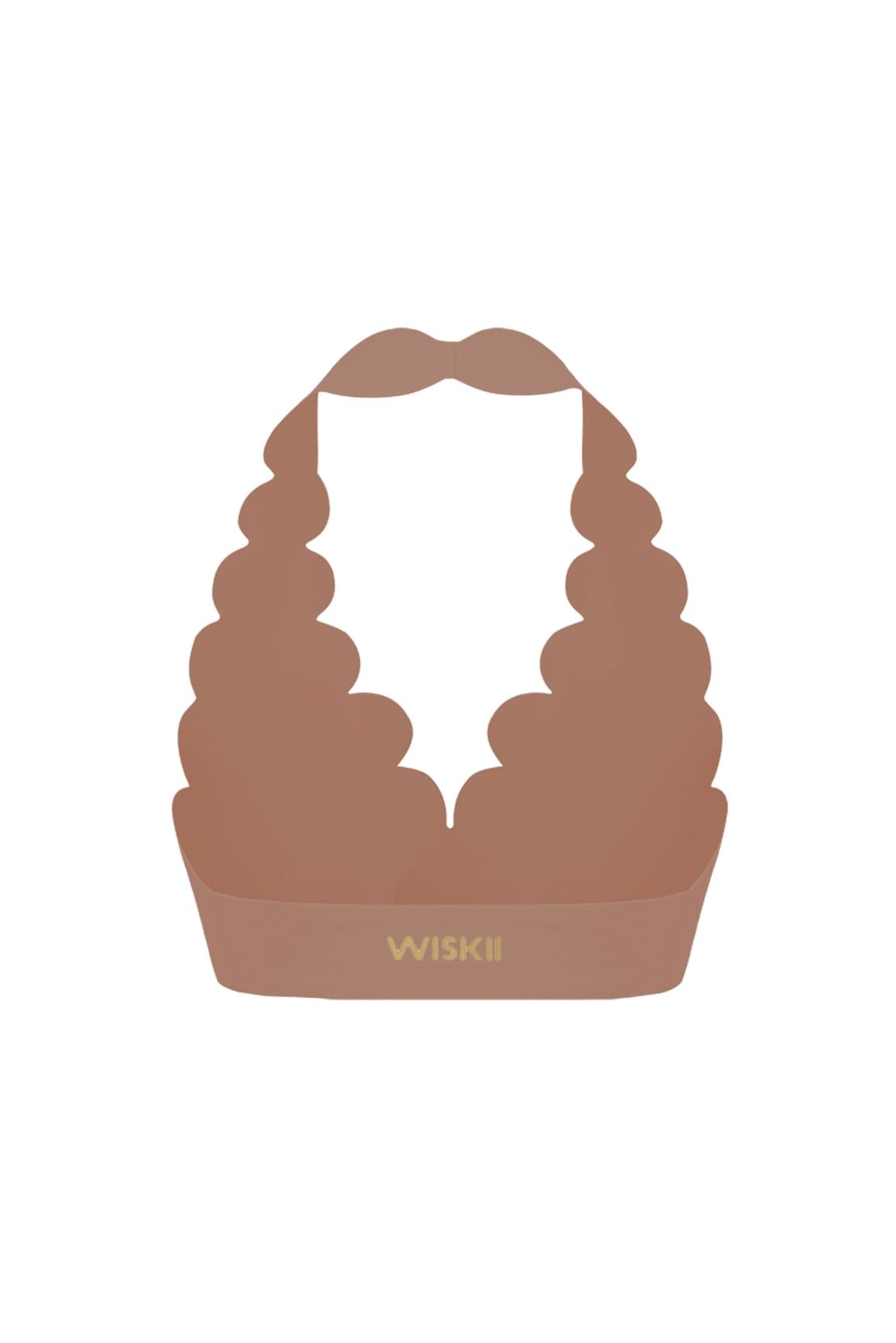 WISKII V型剪裁扇貝掛脖運動內衣,顏色為托斯卡納棕,帶有扇貝邊緣與掛脖設計,適合運動穿搭