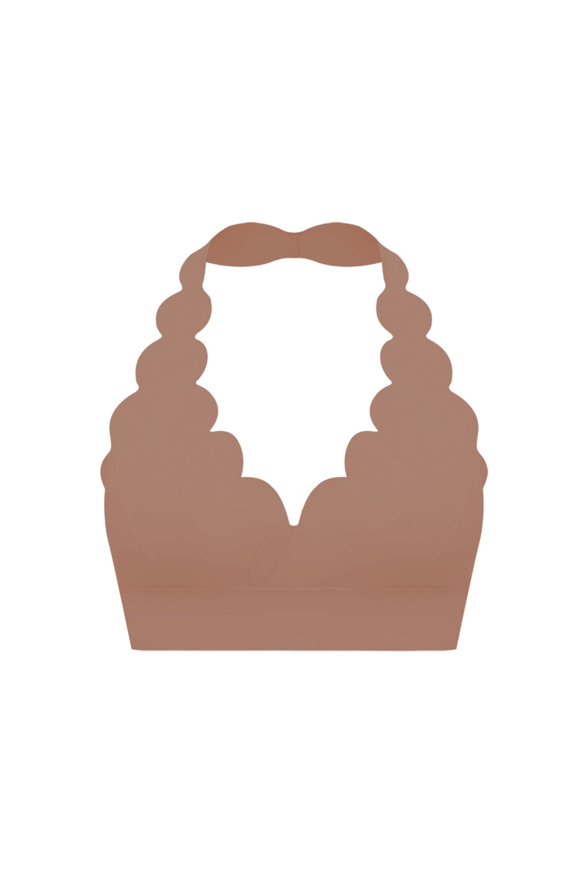 V-Cut Scallop Halter Bra | Tuscan Tan | WISKII Active